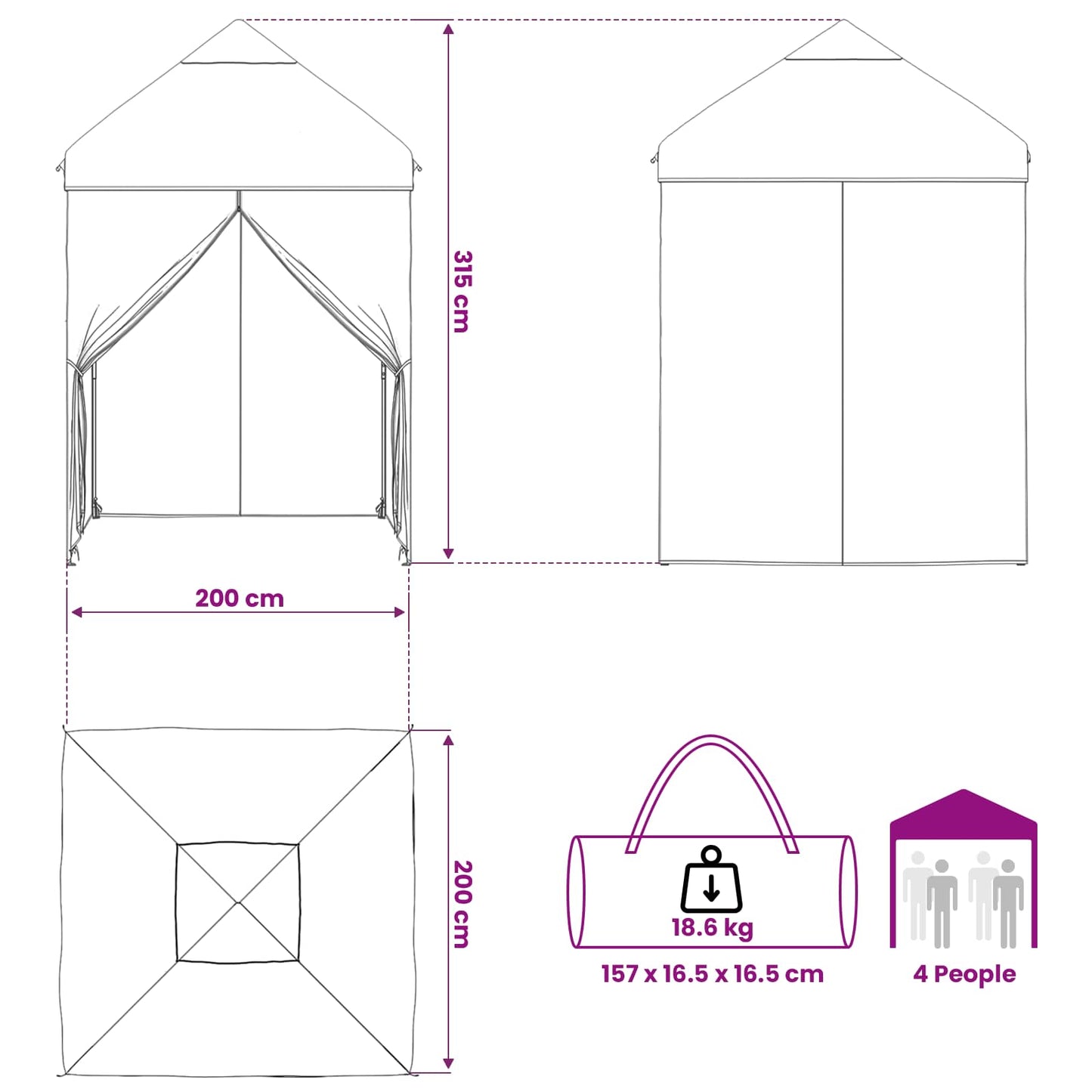 Pop-up Gazebo met 4 Zijwanden 2 x 2 m Bos Camouflage