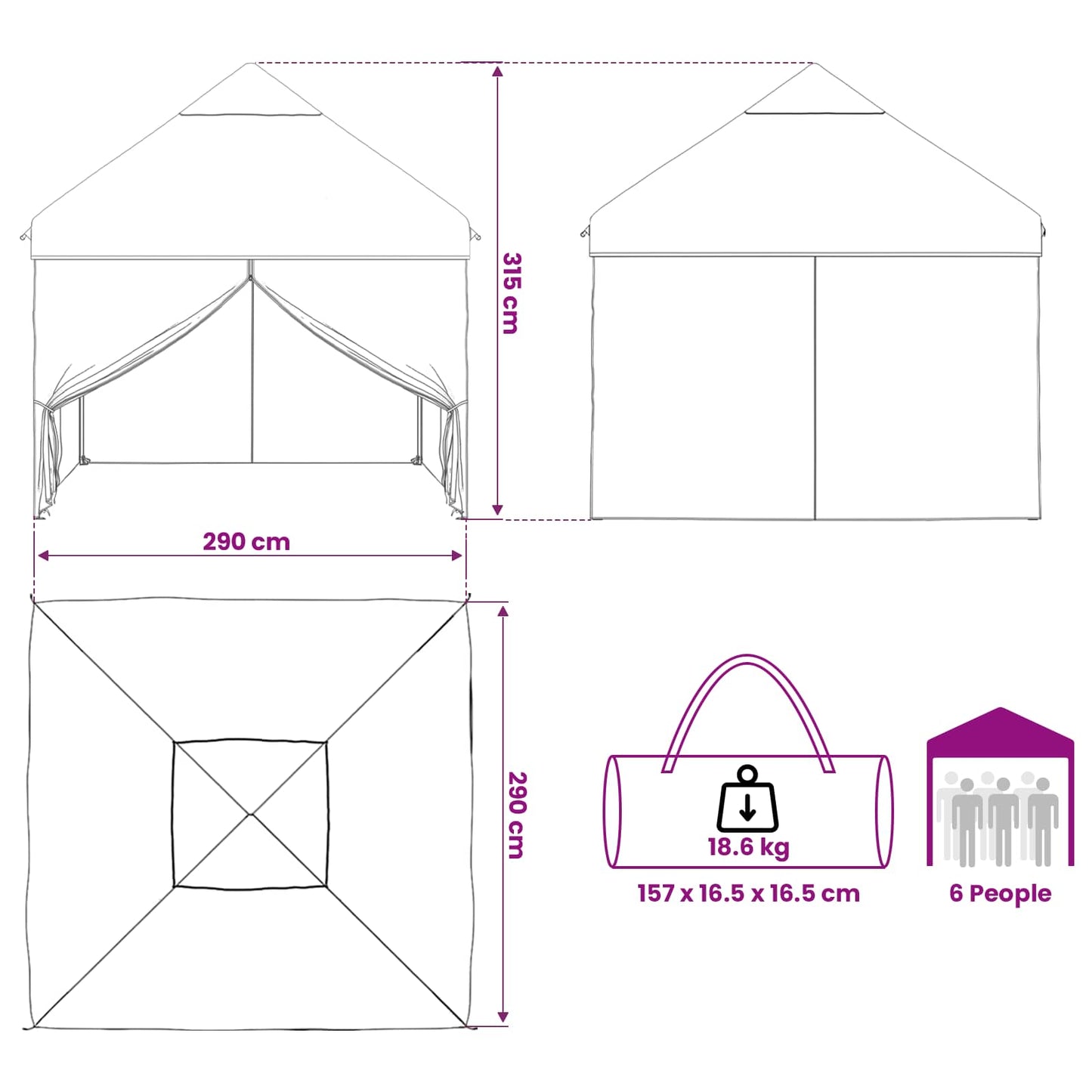 Pop-up Gazebo met 4 Zijwanden 3 x 3 m Bos Camouflage