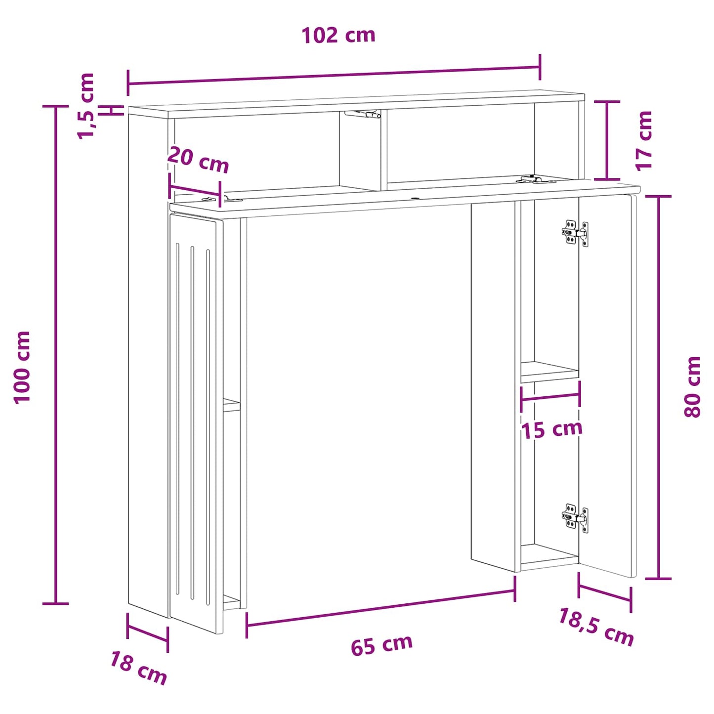 Haardomlijsting Artisanaal eiken 102 x 18 x 100,5 cm