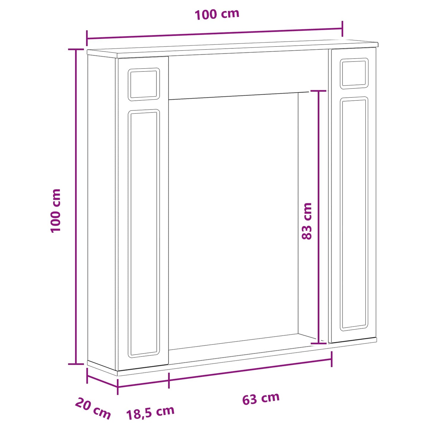 Haardomlijsting Gerookt eiken 100 x 20 x 100 cm Bewerkt hout
