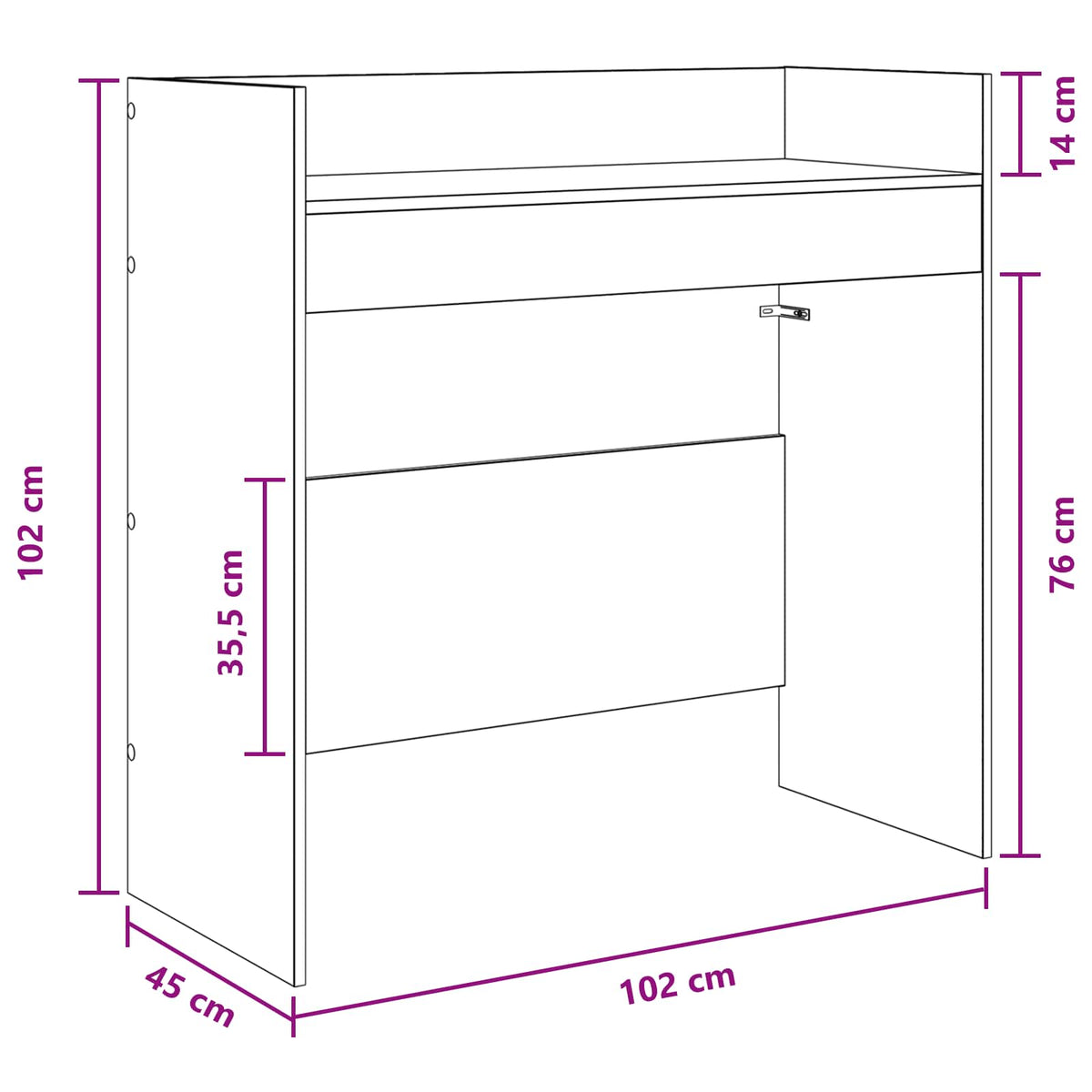 DJ Tafel Gerookt eiken 102 x 45 x 102 cm Bewerkt hout