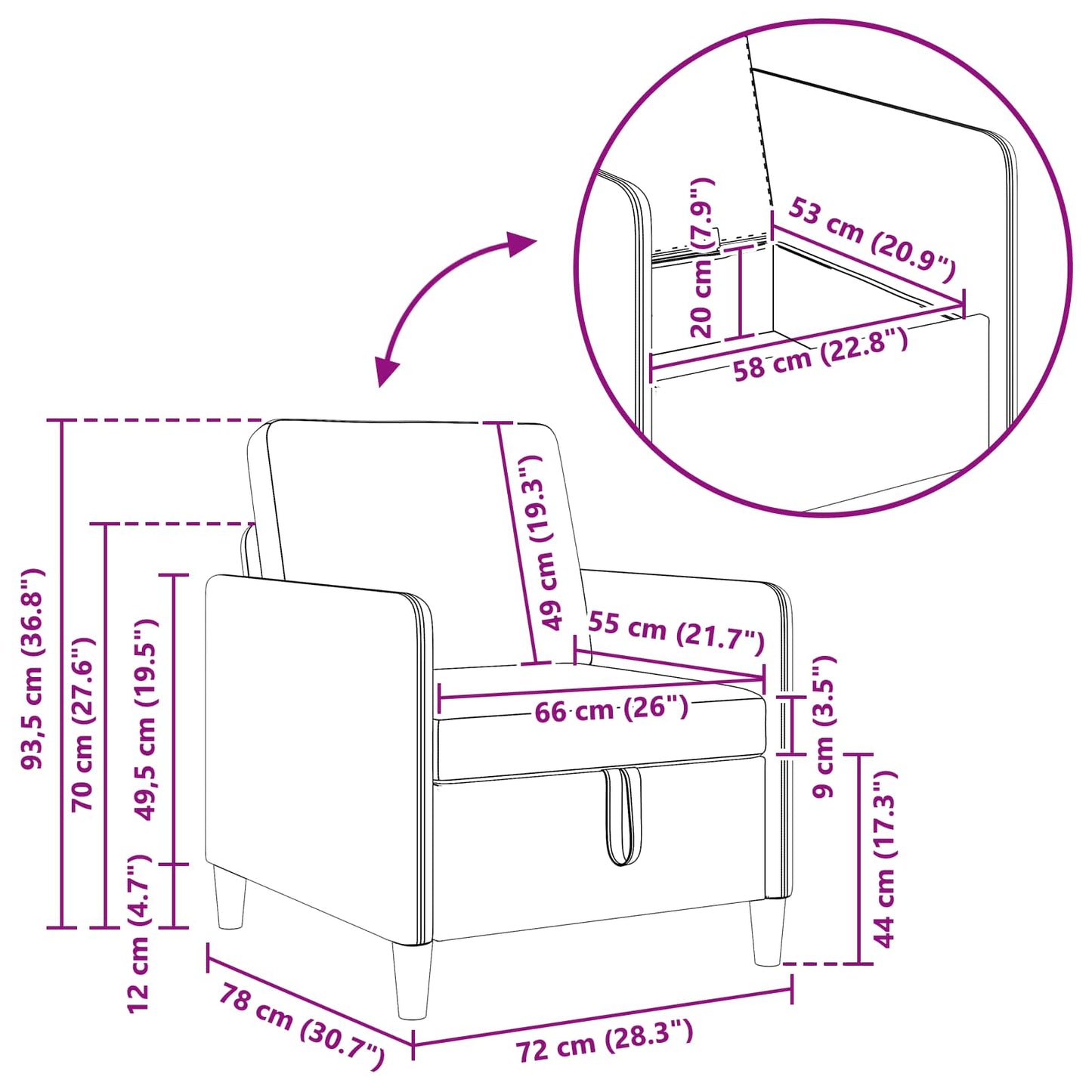 Bankenset met opbergruimte 2 st Donkergrijs Polyester