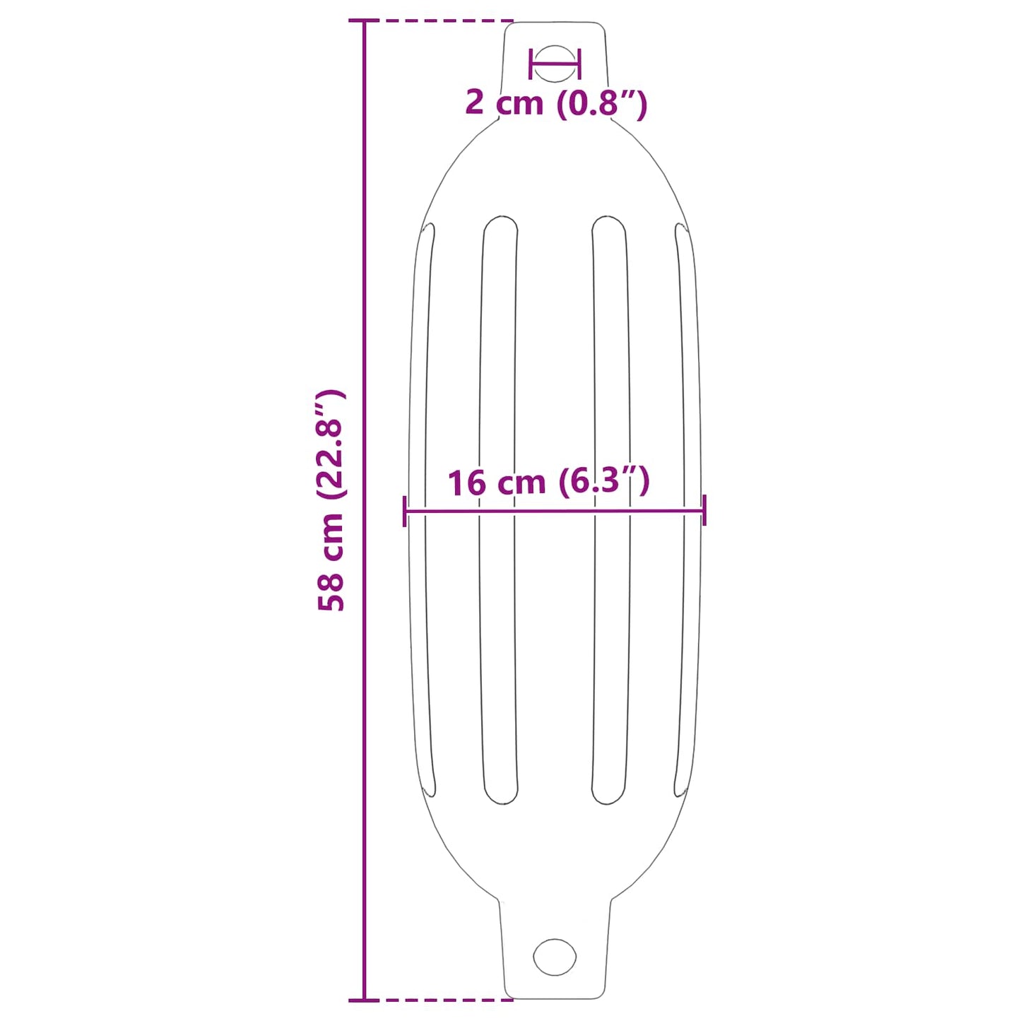 Boot fenders 2 st Ø 16 x 58 cm Wit PVC