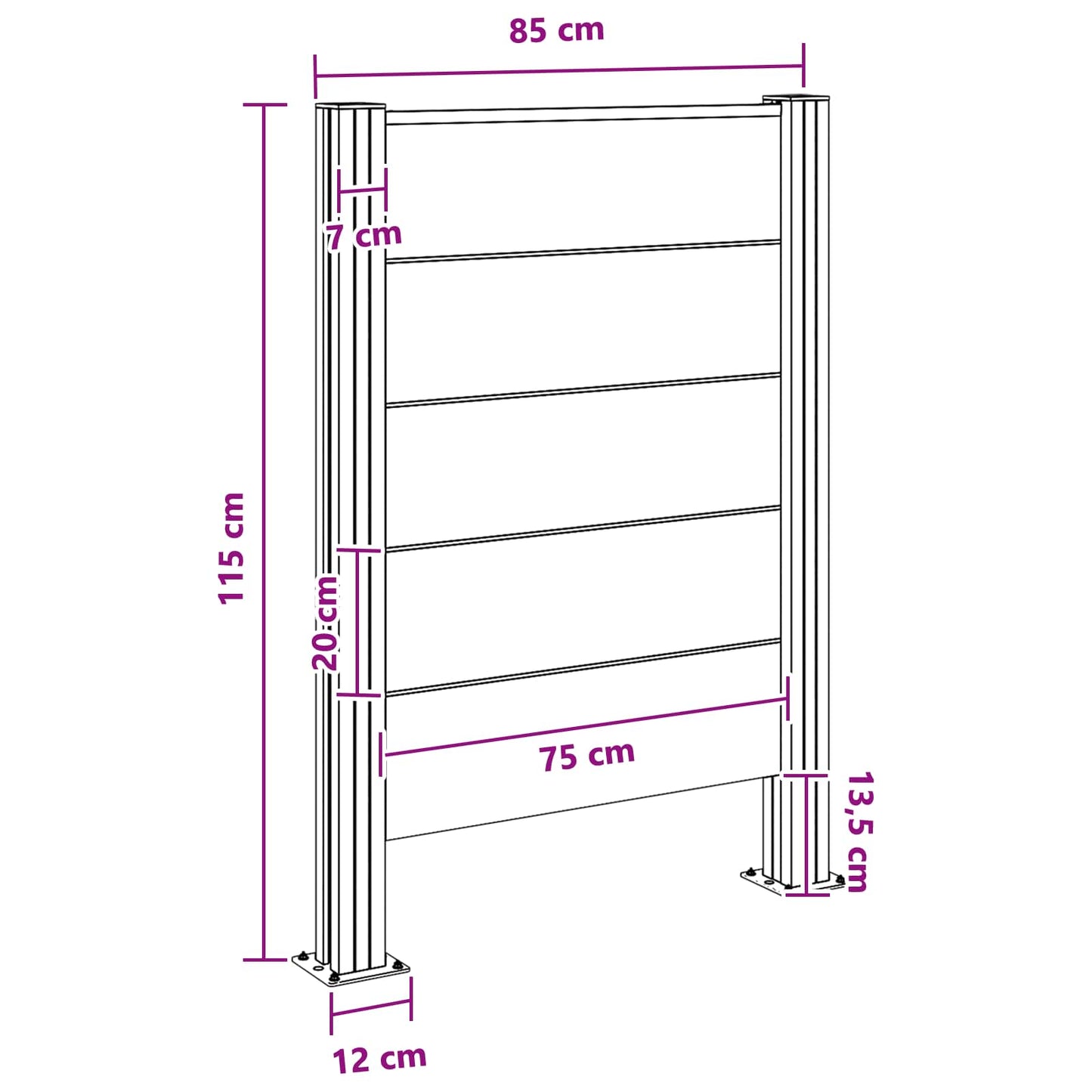 Afvalbak Schutting Bruin 85 x 12 x 115 cm Aluminium en WPC