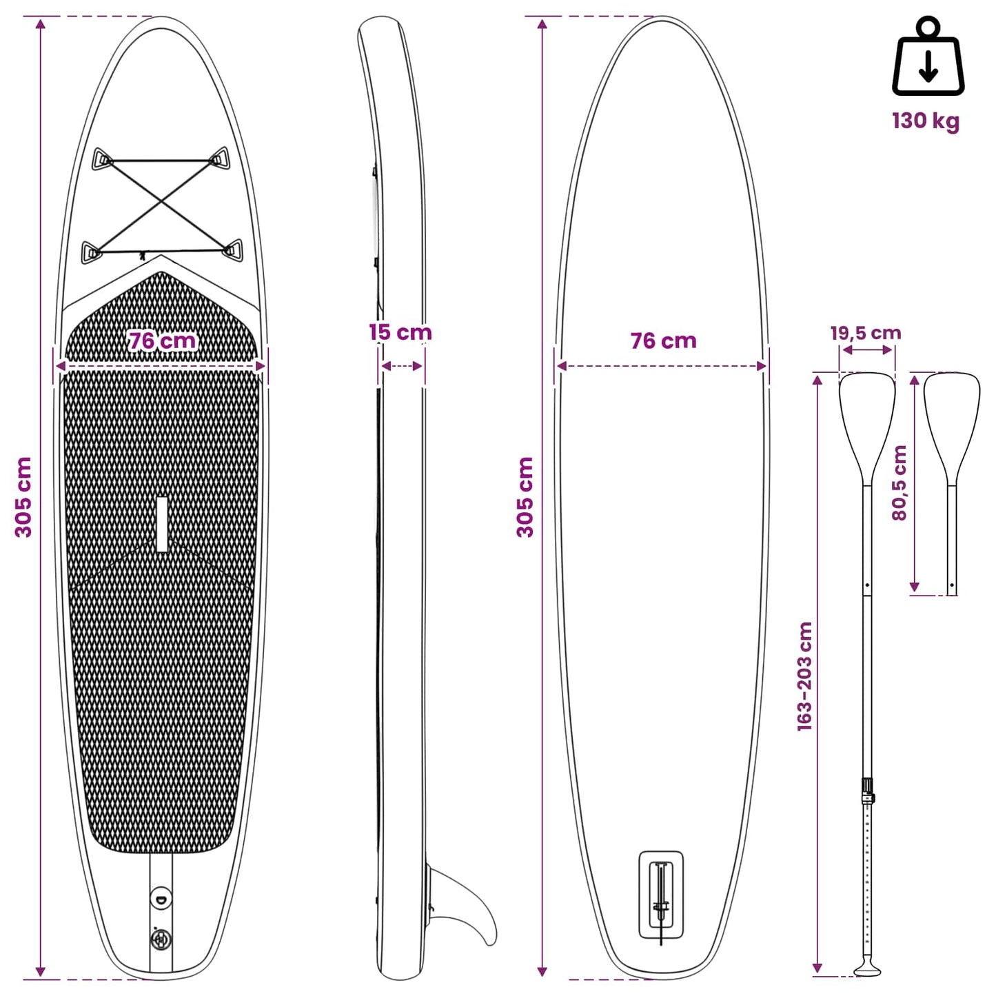SUP Board met zitplaats 2-in-1 TRITON 305 x 76 x 15 cm Blauw