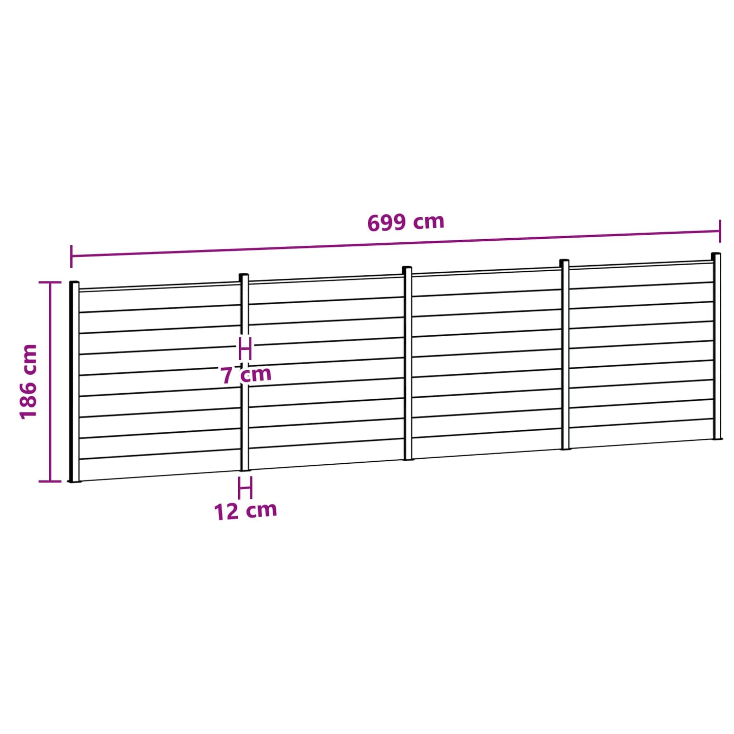 Hekpaneel 4 pcs WPC en Aluminium Zwart