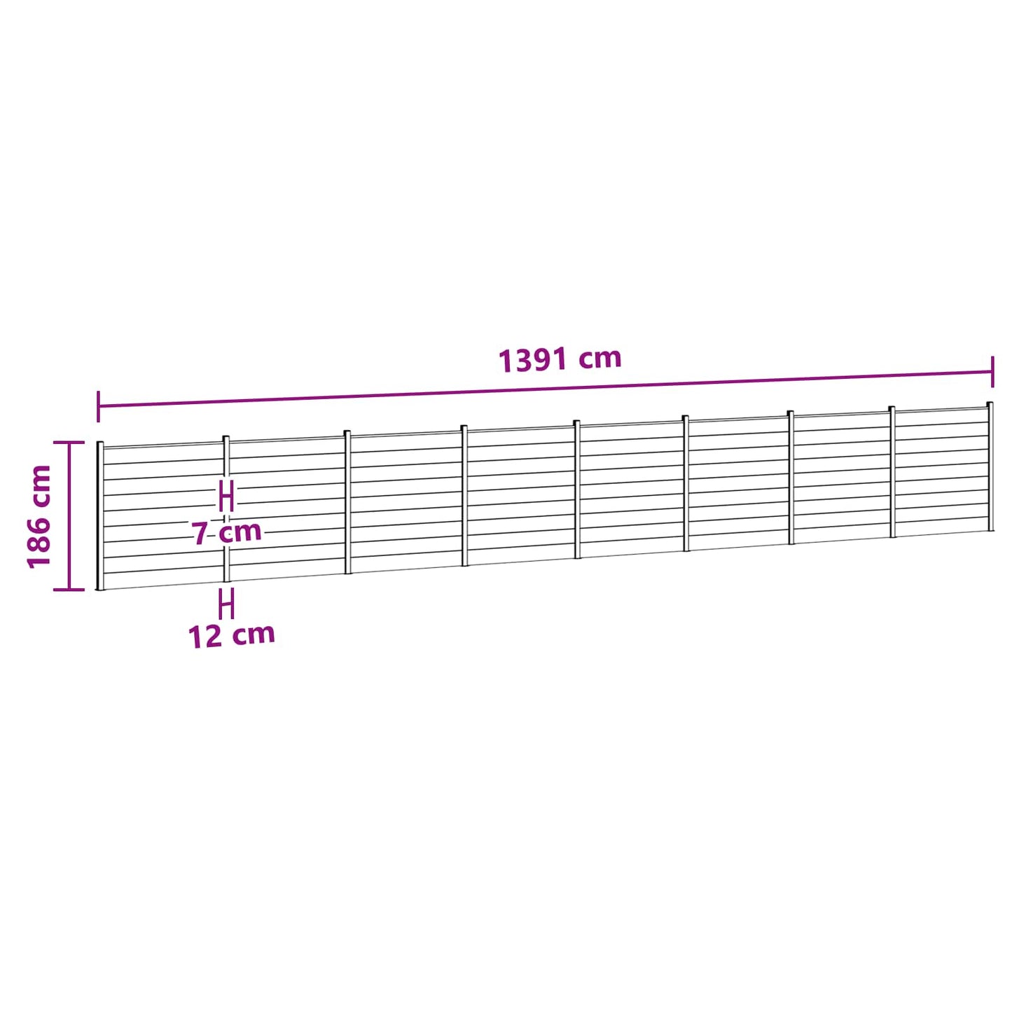 Hekpaneel 8 pcs WPC en Aluminium Zwart