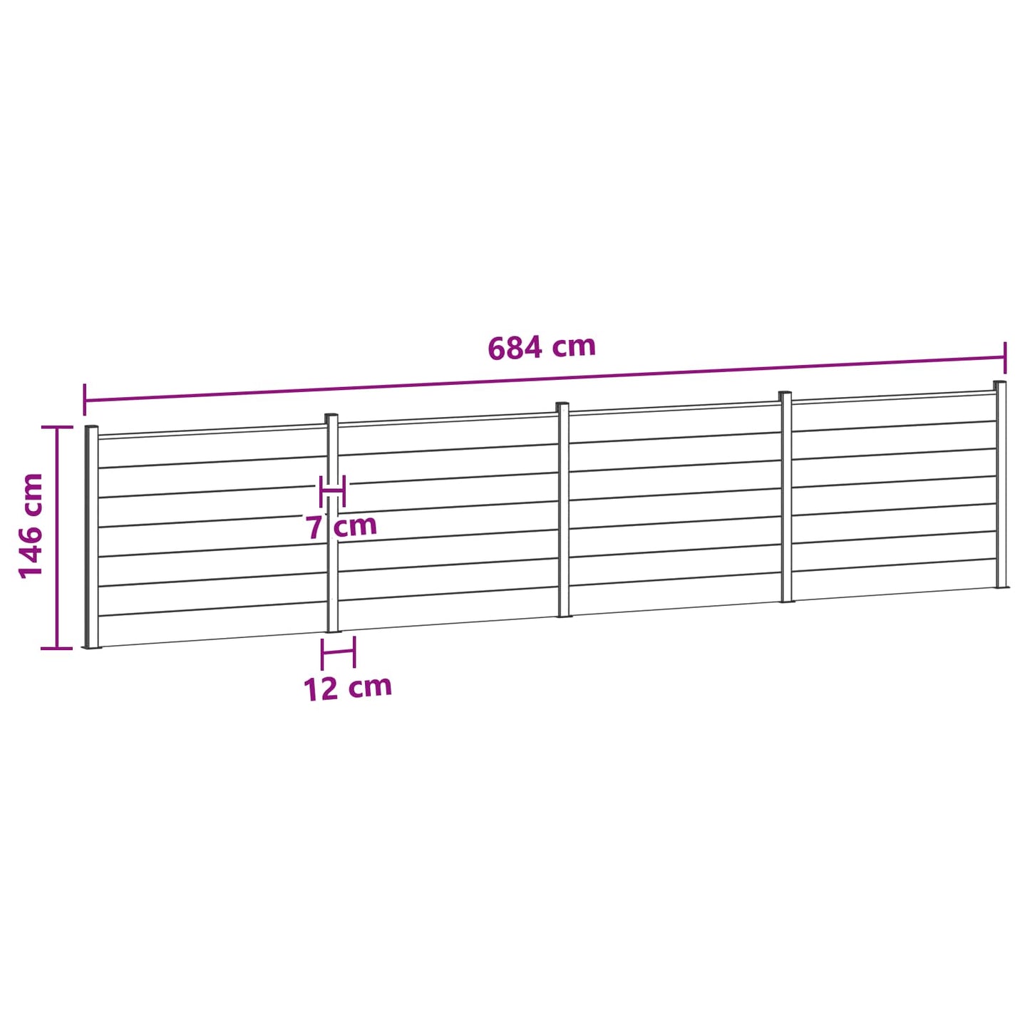 Hekpaneel 4 pcs WPC en Aluminium Zwart