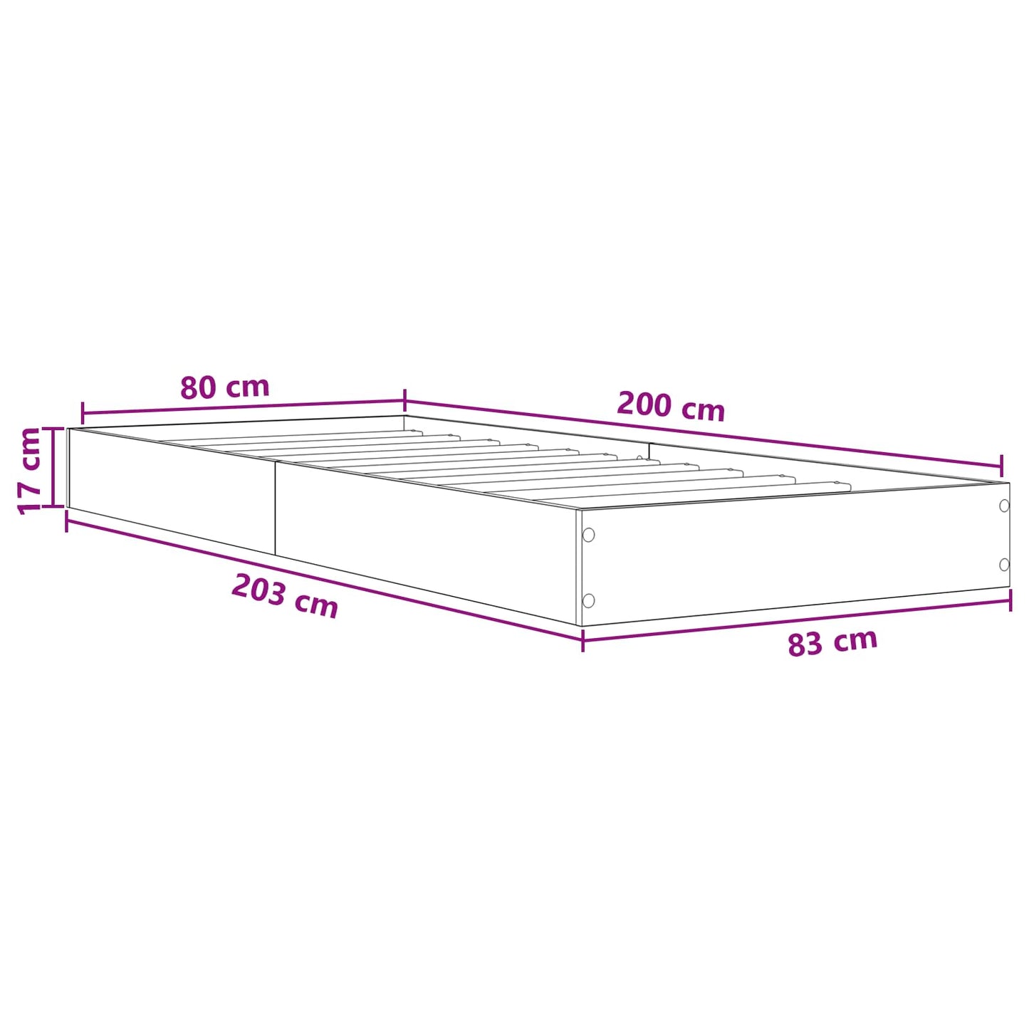 Bedframe met opslag met plank Wit 80 x 200 cm Bewerkt hout