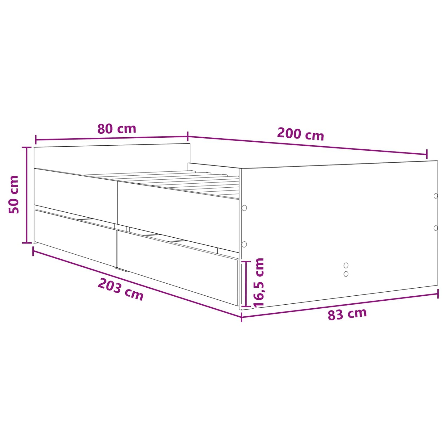 Bedframe Oud hout Bewerkt hout