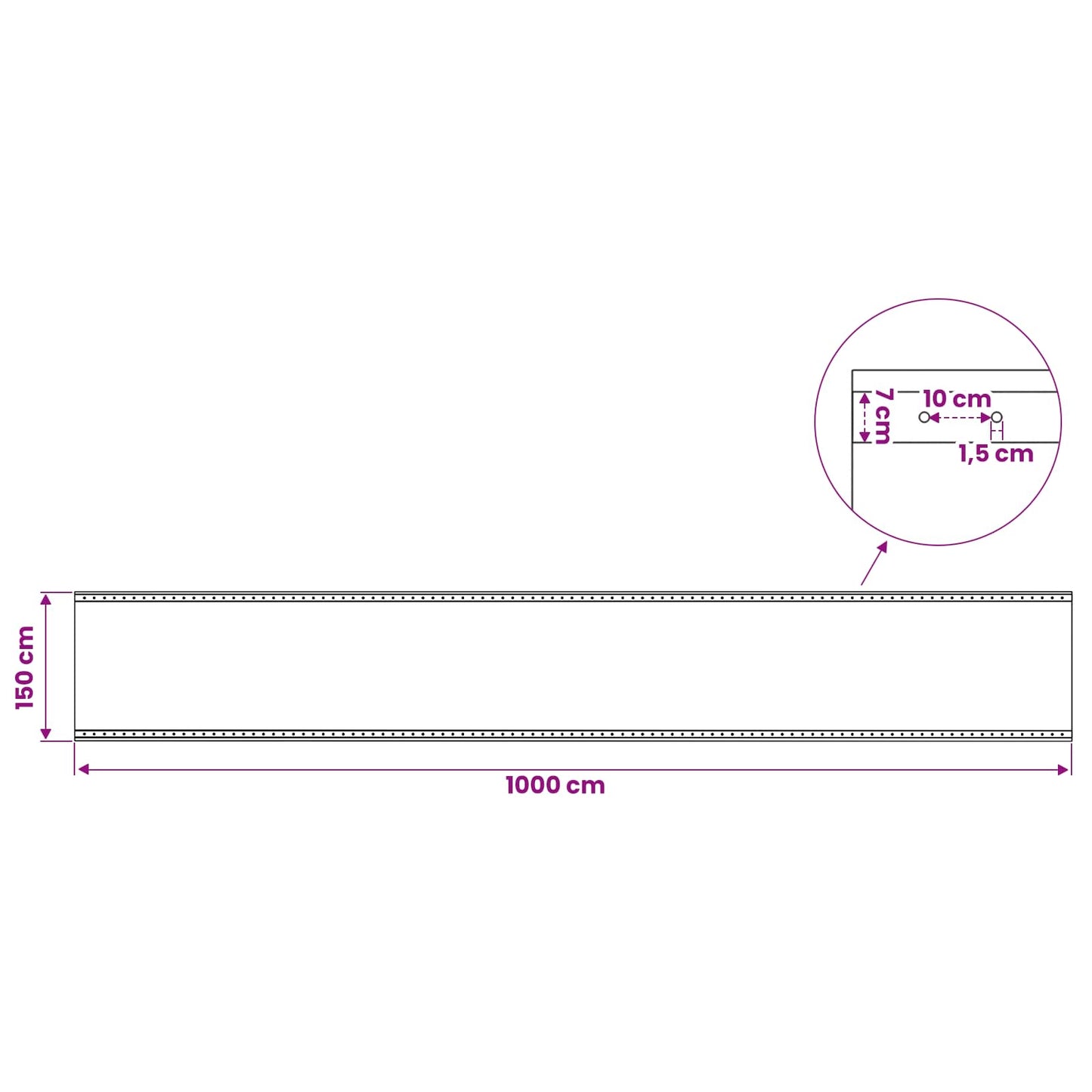 Zeil met Oogjes 2 st Groen 1,5 x 10 m 260 gsm PE