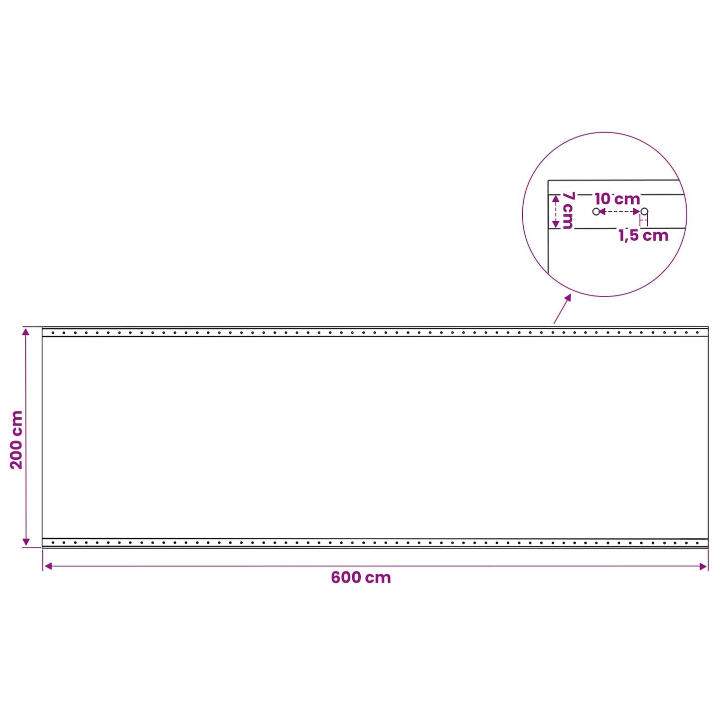 Zeil met Oogjes 2 st Groen 2 x 6 m 260 gsm PE