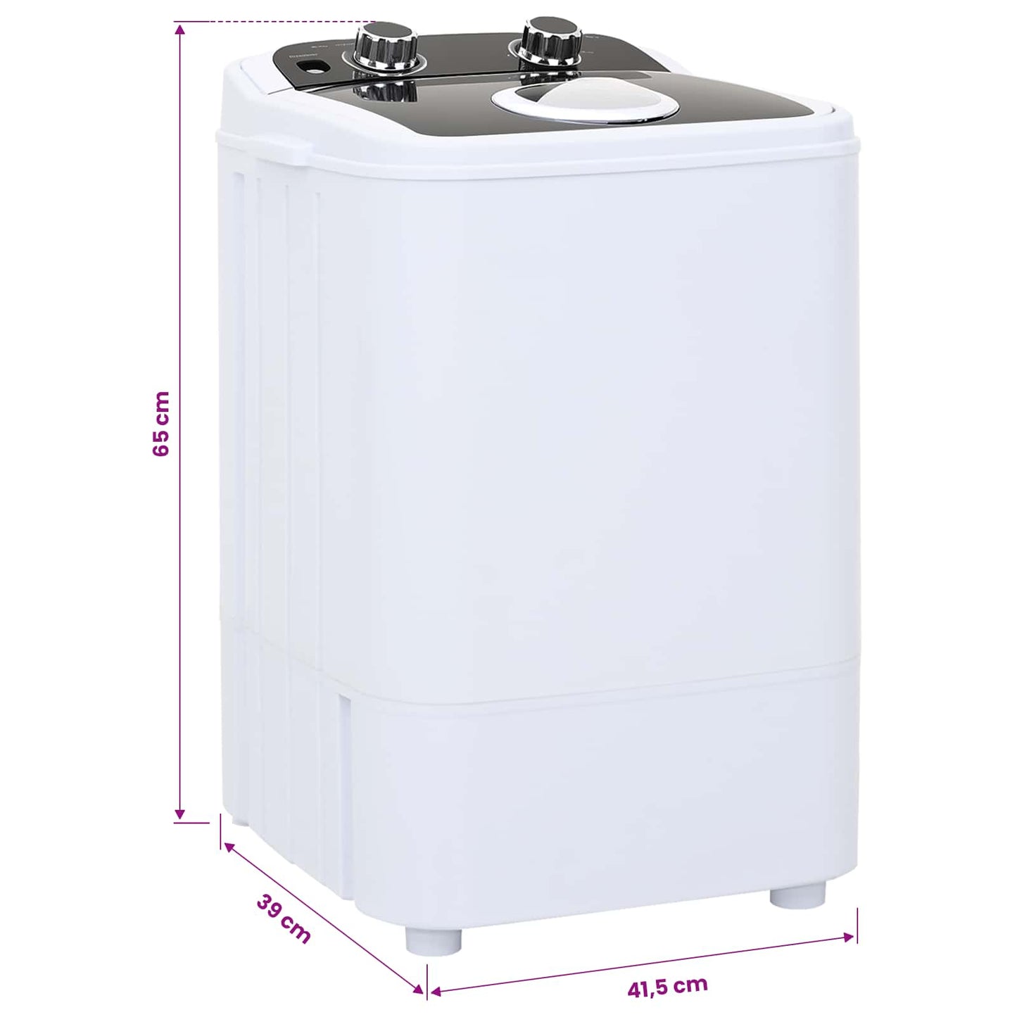 Mini Wasmachine met Enkele Wasbak 4,6 kg Zwart en Wit