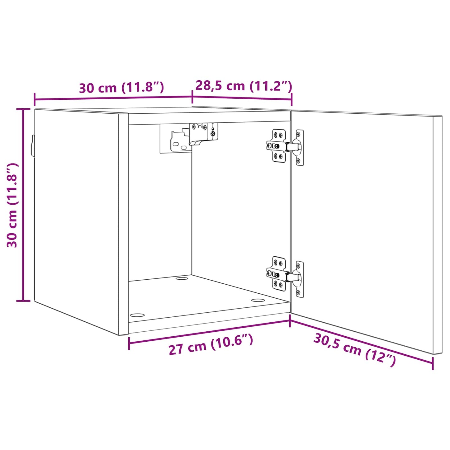 Wandgemonteerde TV-kast 4 pcs Zwart eiken 30,5 x 30 x 30 cm