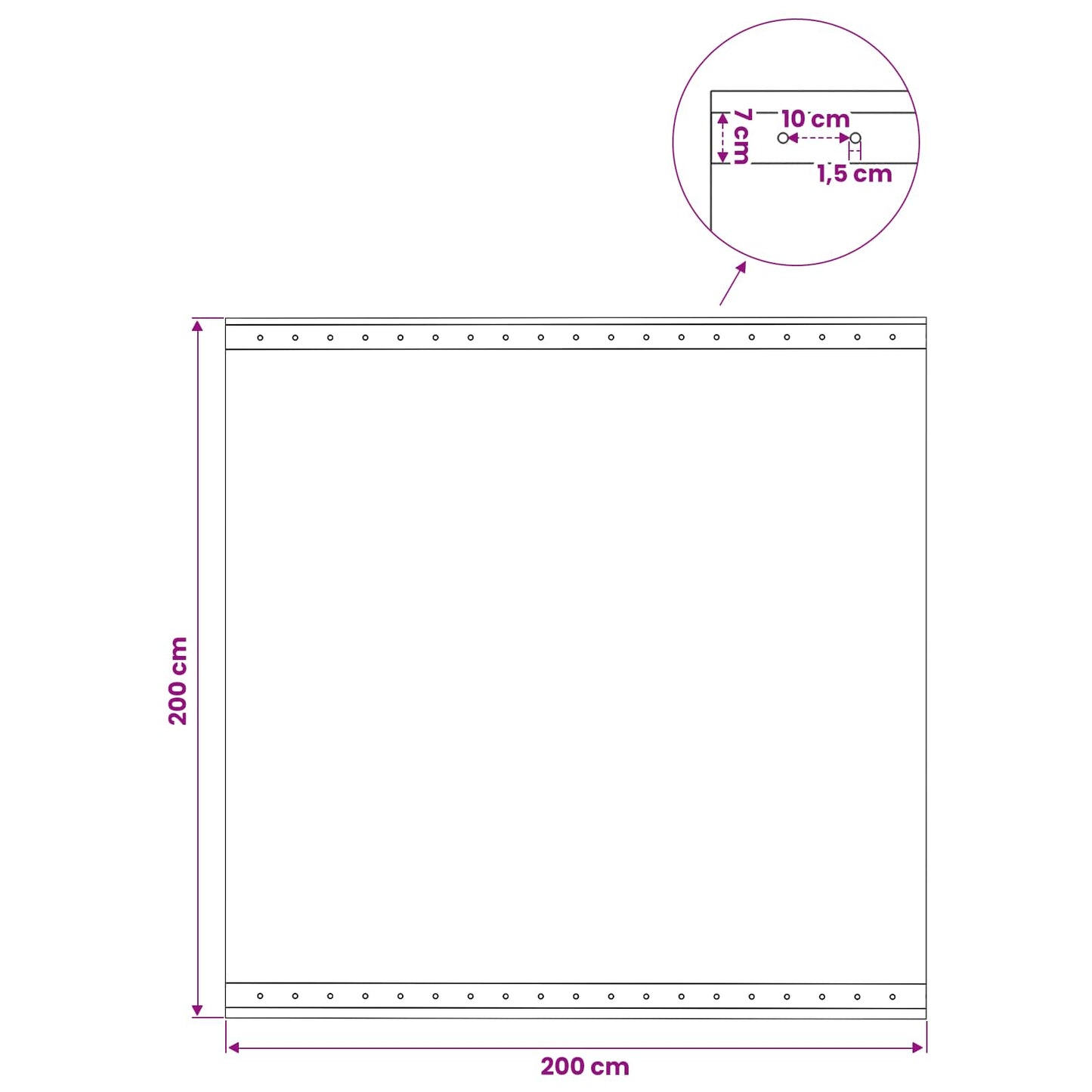 Zeil met Oogjes Groen 2 x 2 m 260 gsm PE