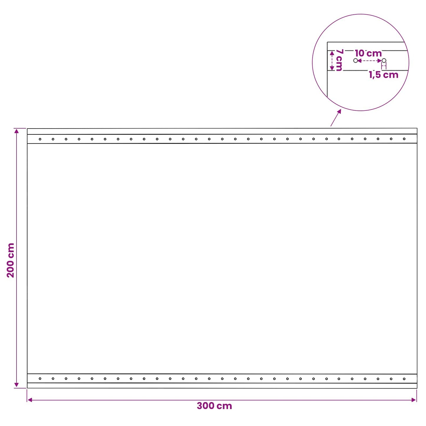 Zeil met Oogjes Groen 2 x 3 m 260 gsm PE