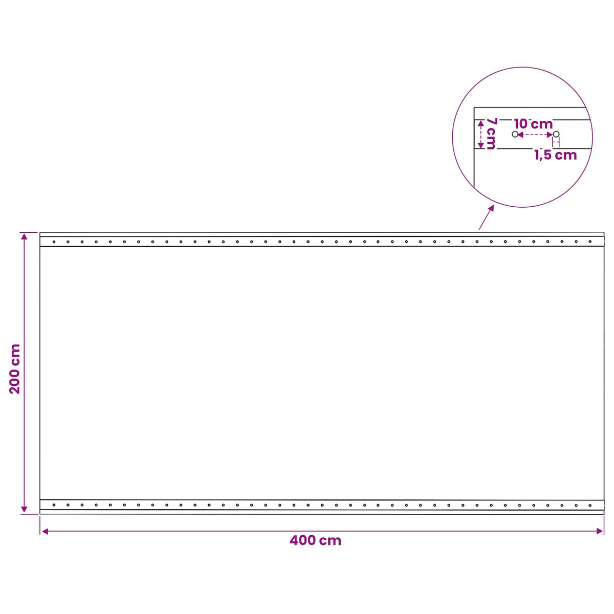 Zeil met Oogjes Groen 2 x 4 m 260 gsm PE