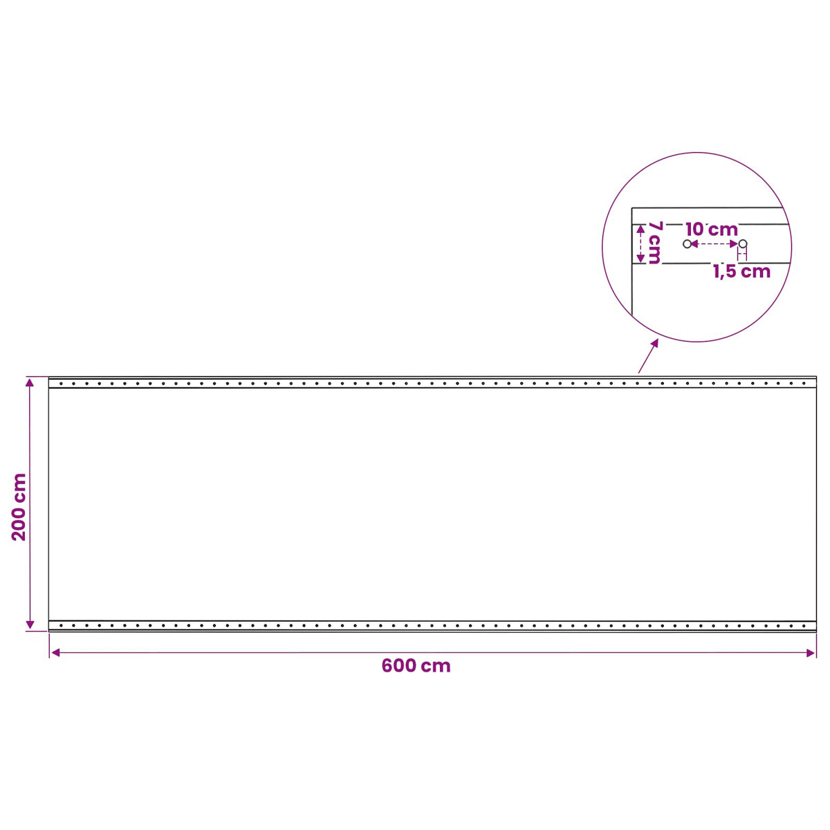 Zeil met Oogjes Groen 2 x 6 m 260 gsm PE