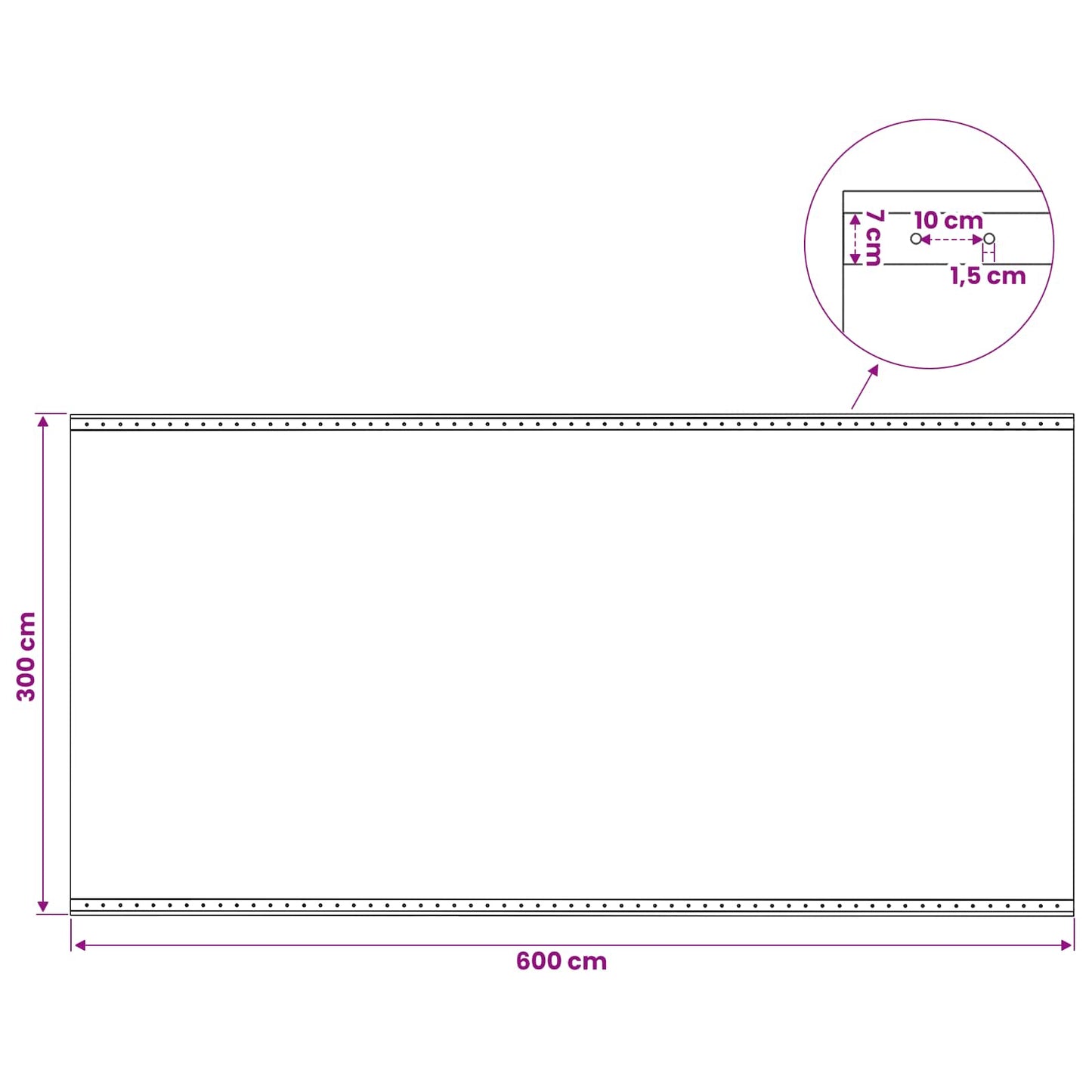 Zeil met Oogjes Groen 3 x 6 m 260 gsm PE