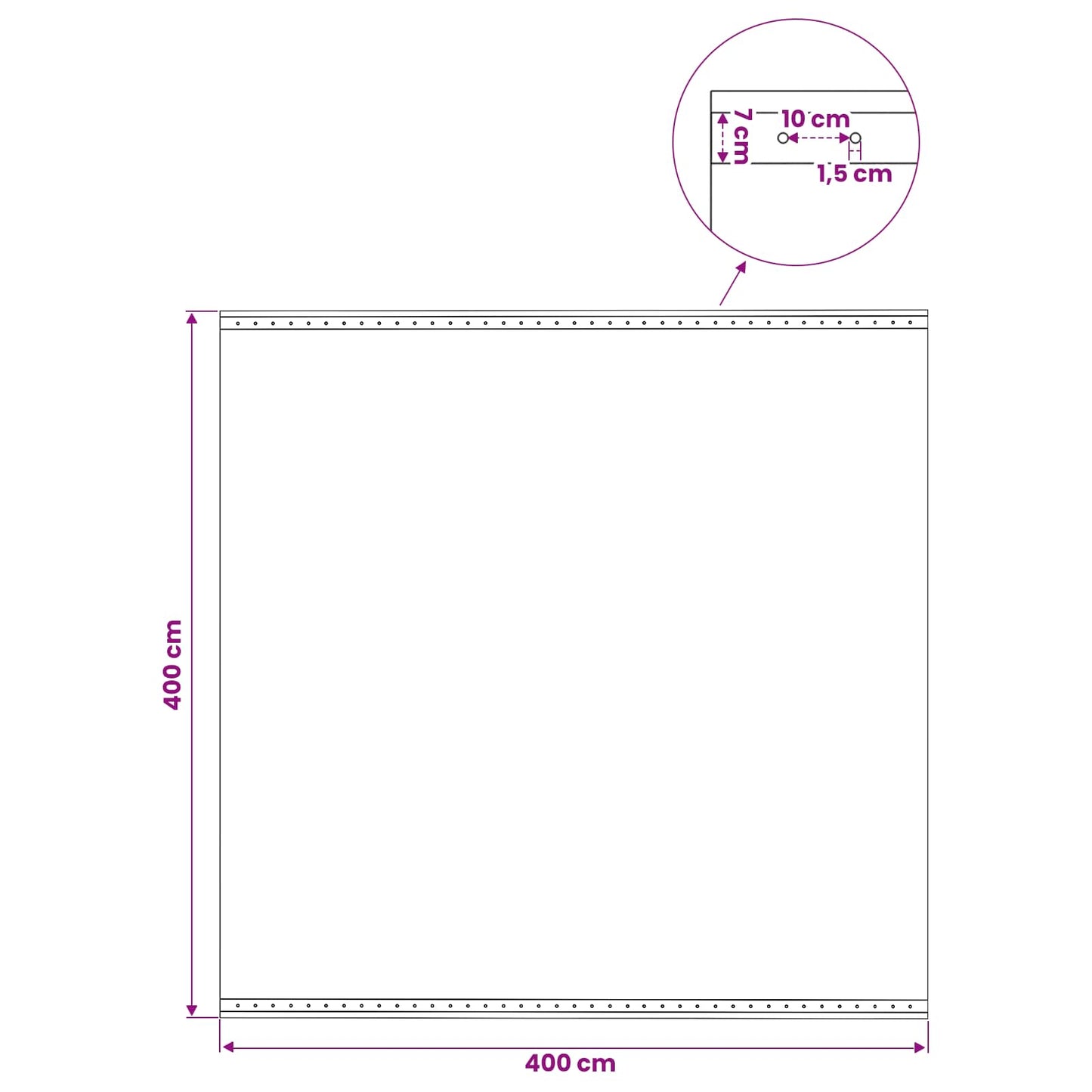 Zeil met Oogjes Groen 4 x 4 m 260 gsm PE