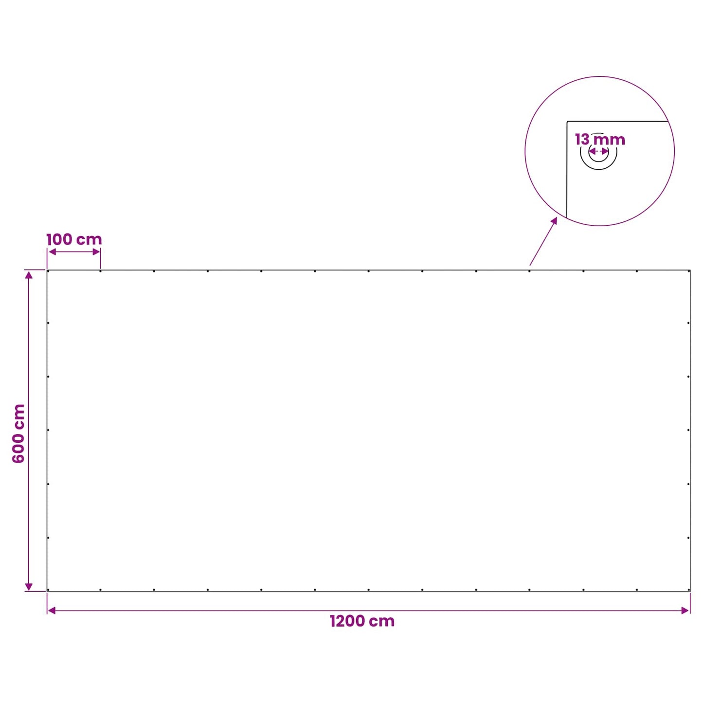 Zeil met Oogjes Wit 6 x 12 m 90 gsm PE