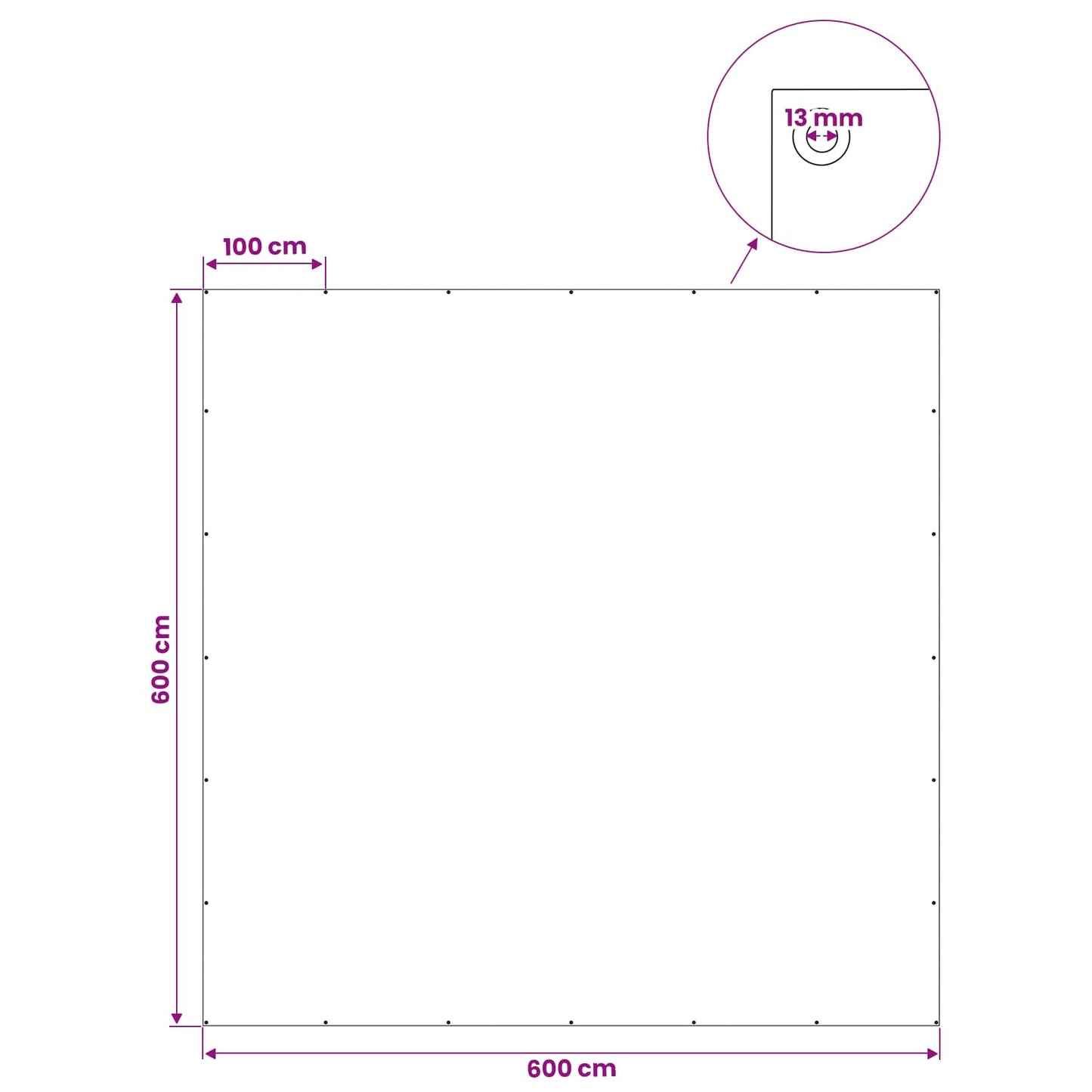 Zeil met Oogjes Wit 6 x 6 m 180 gsm PE