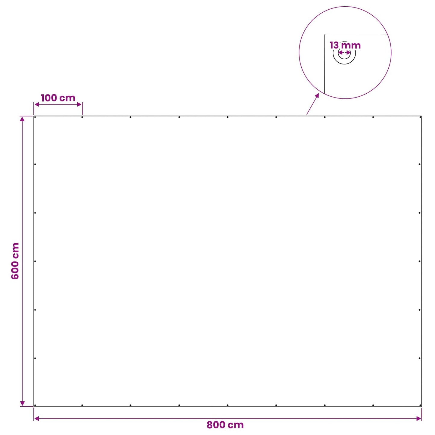 Zeil met Oogjes Wit 6 x 8 m 180 gsm PE