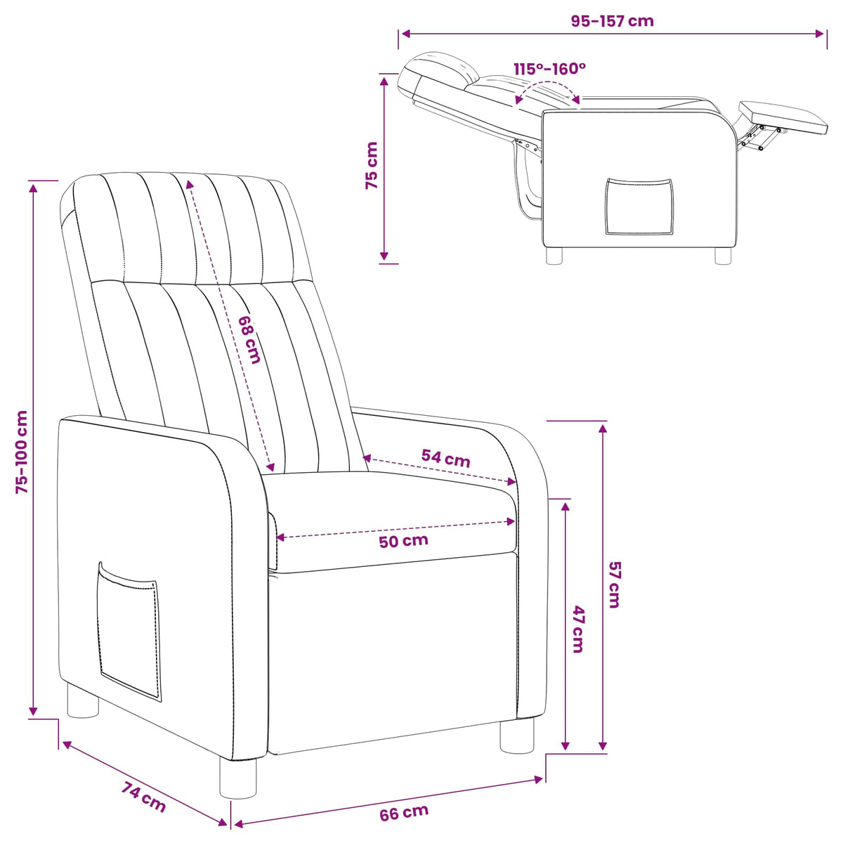 Relaxfauteuil Crèmekleurig fluweel