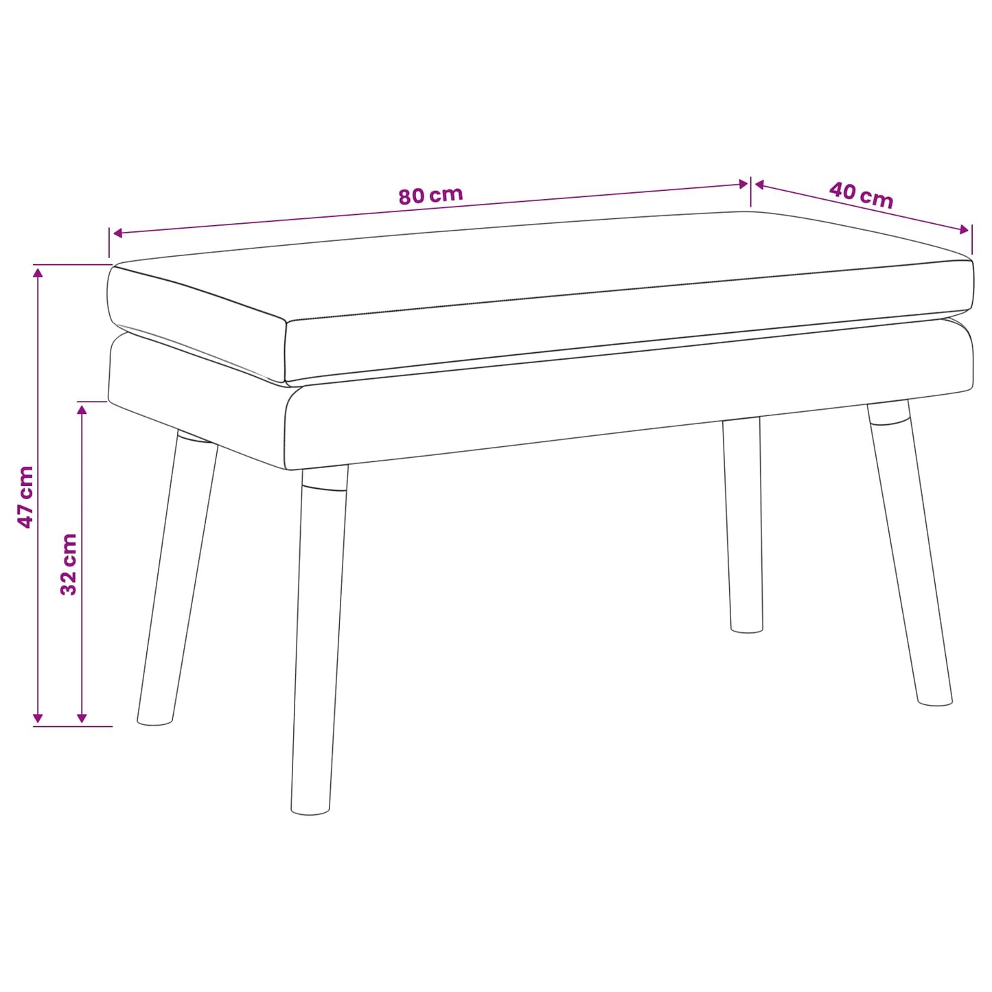 Dubbel Laagige Bank Zwart 80 x 40 x 47 cm Stof
