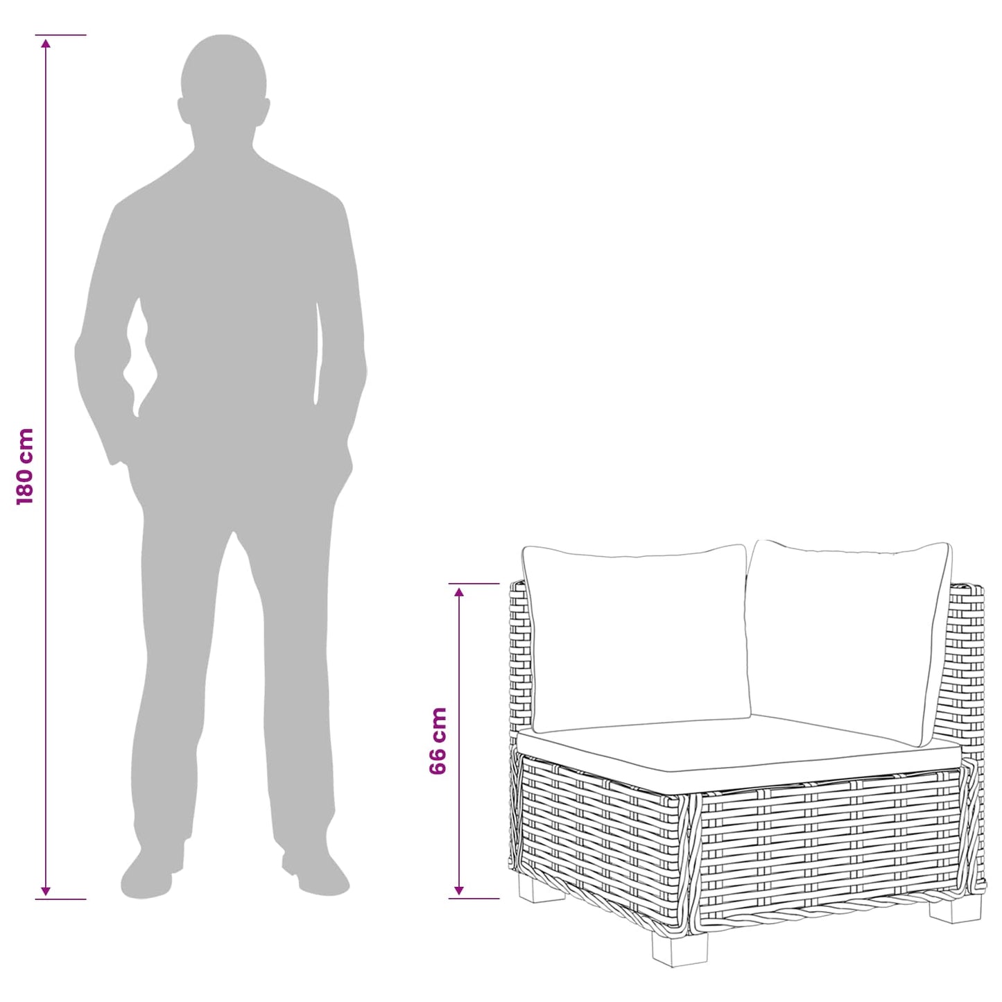 2 st Rieten Loungeset met Kussens GENDT Natuurlijk rattan