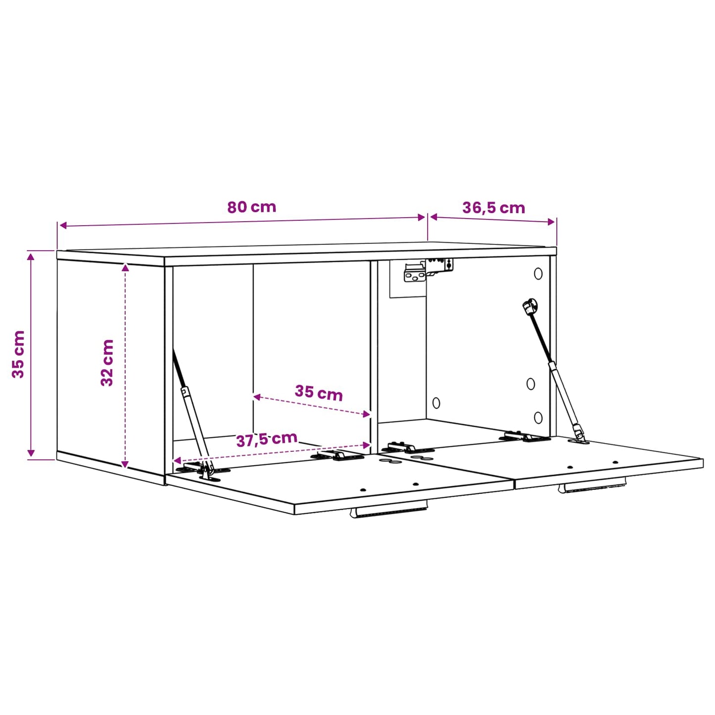 Wandkast Muurmontage Zwart eiken 80 x 36,5 x 35 cm Bewerkt hout