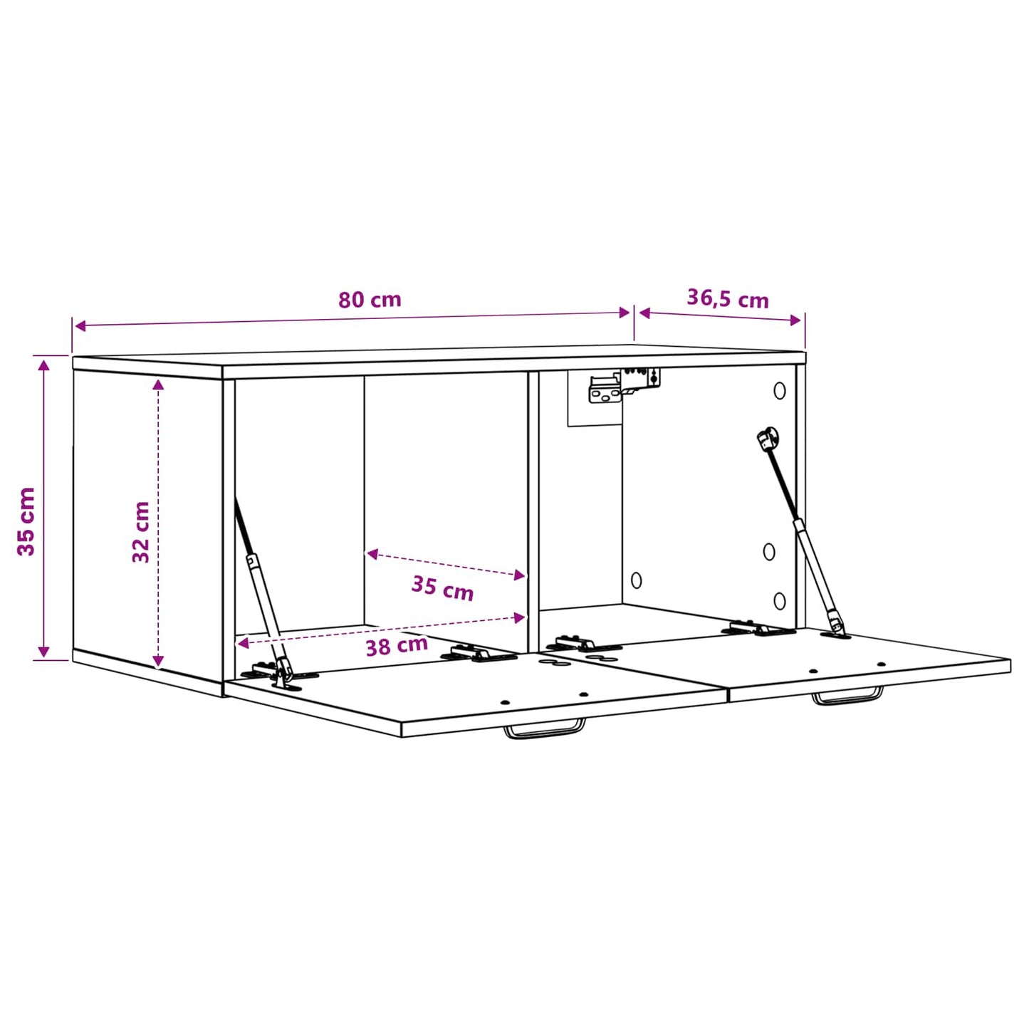 Wandkast Muurmontage Zwart eiken 80 x 36,5 x 35 cm Bewerkt hout