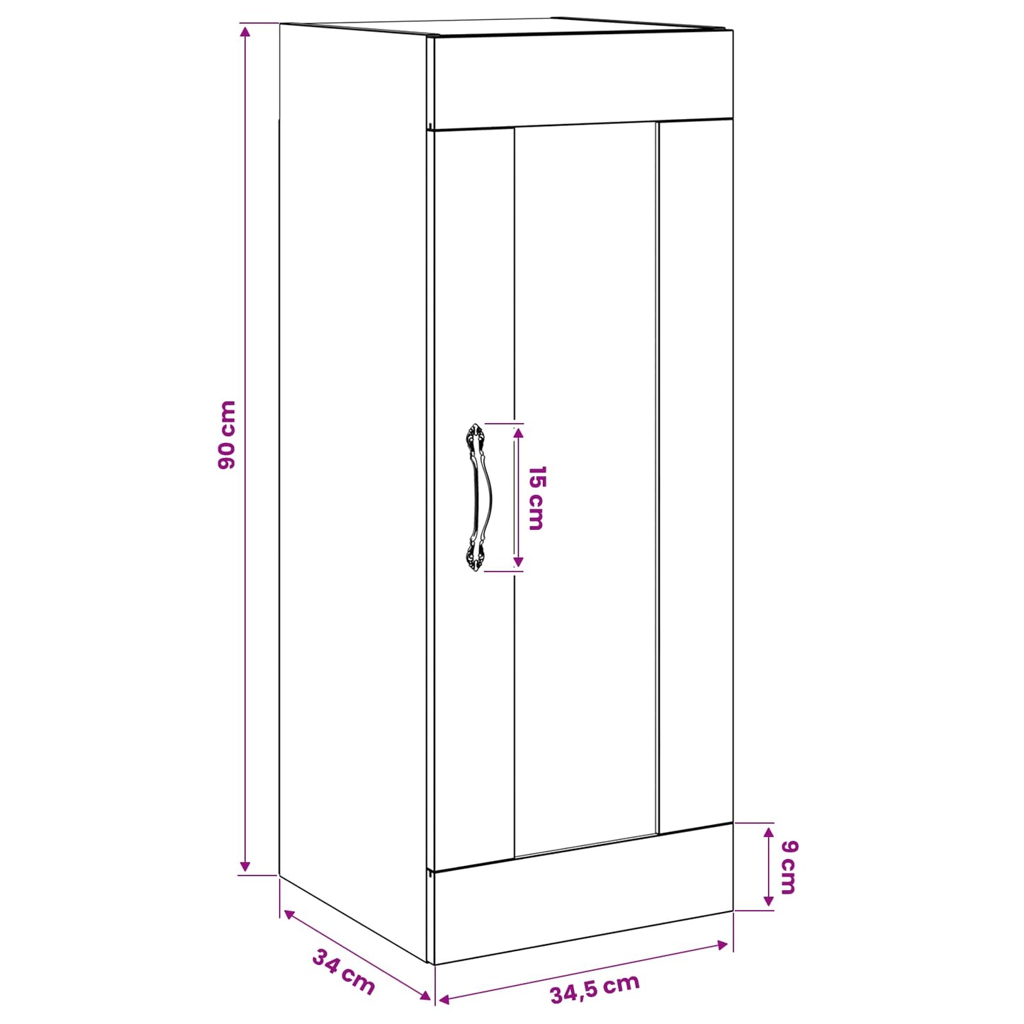 Wandkast Oud hout 34,5 x 34 x 90 cm Bewerkt hout