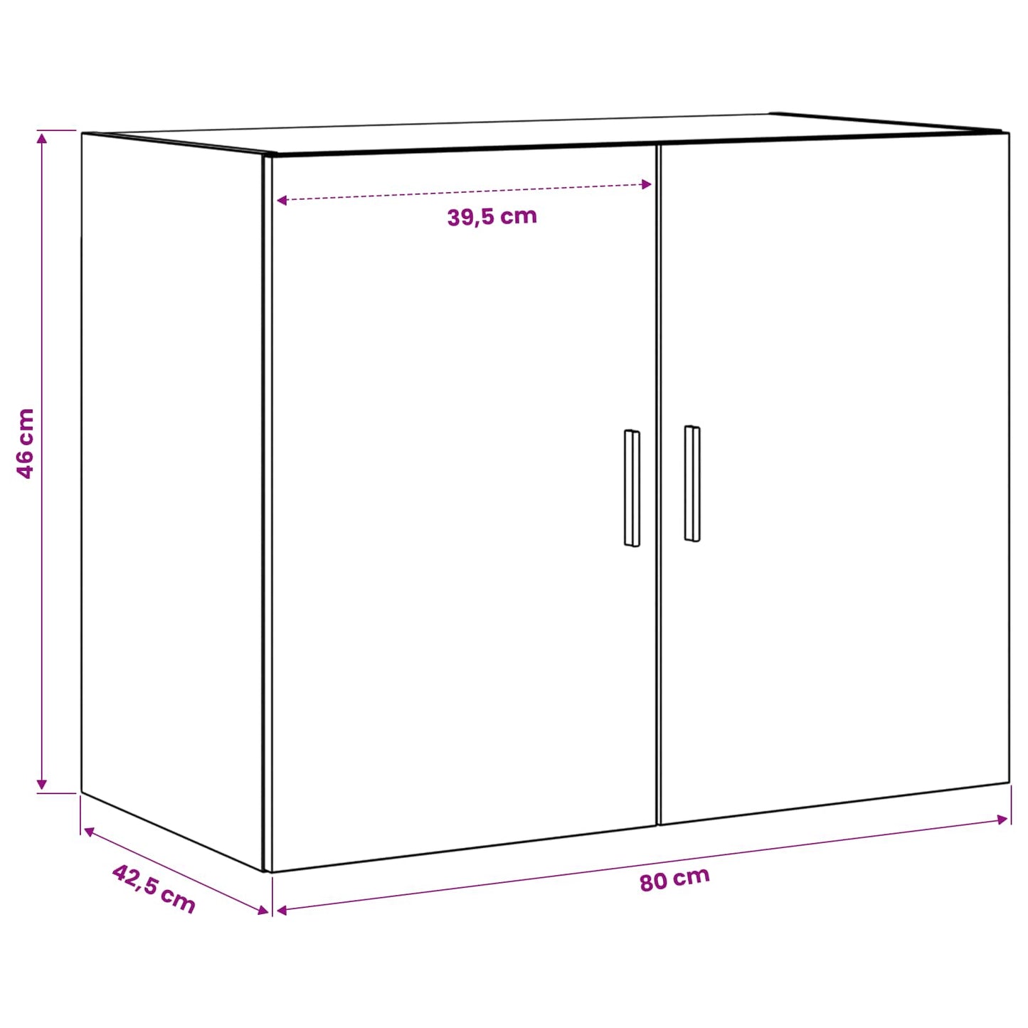 Wandkast Zwart eiken 80 x 42,5 x 64 cm Bewerkt hout