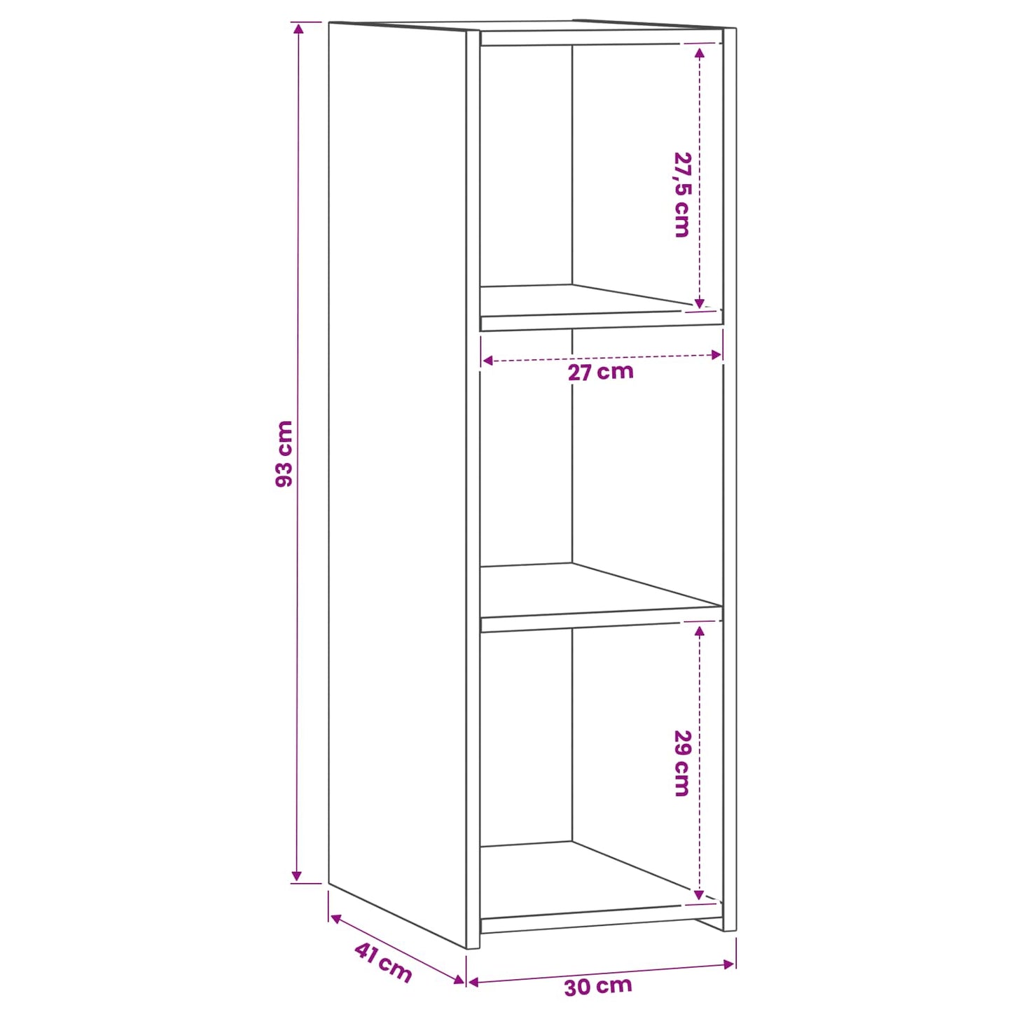 Dressoir Oud hout 30 x 41 x 93 cm Bewerkt hout
