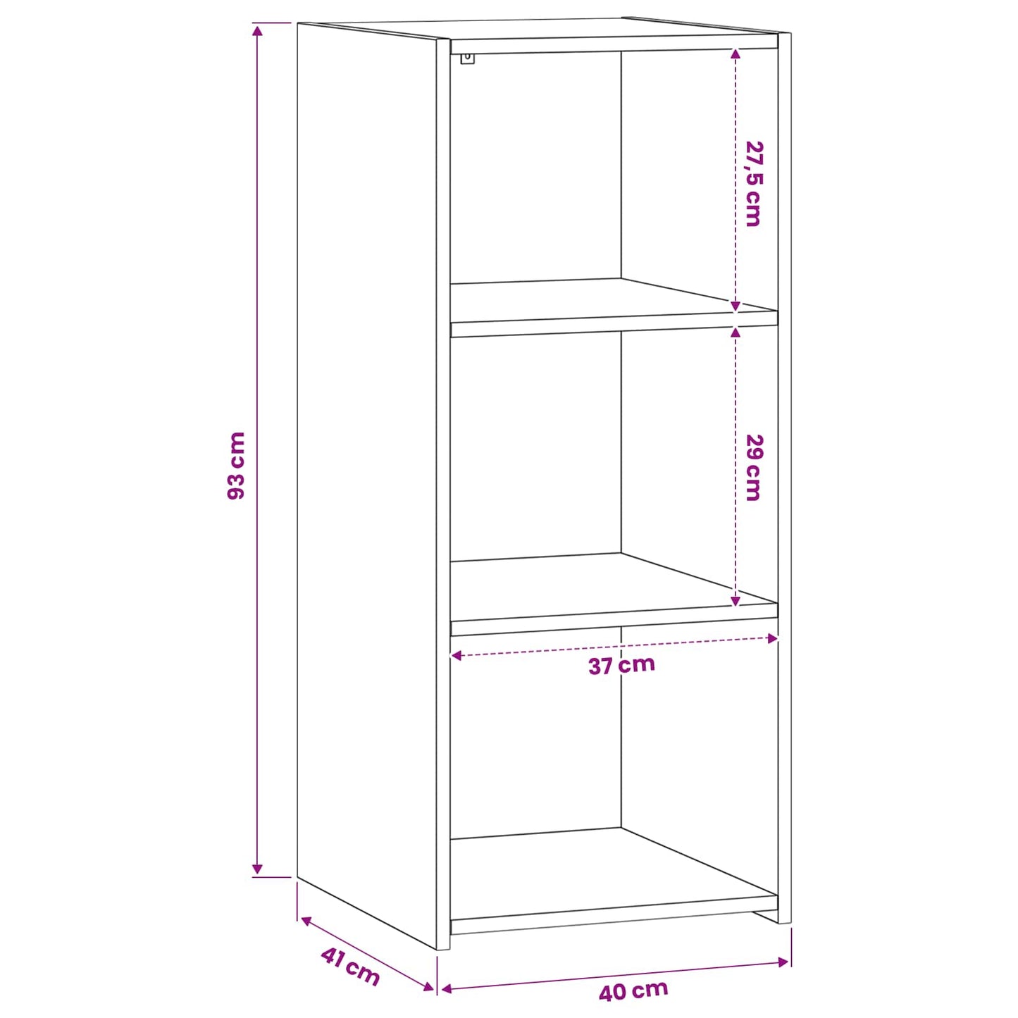 Dressoir Oud hout 40 x 41 x 93 cm Bewerkt hout