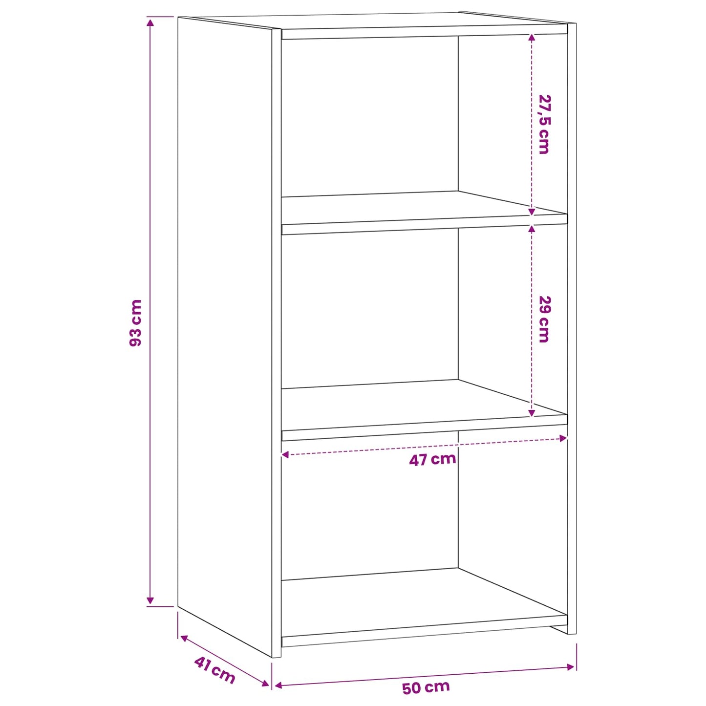 Dressoir Zwart eiken 50 x 41 x 93 cm Bewerkt hout