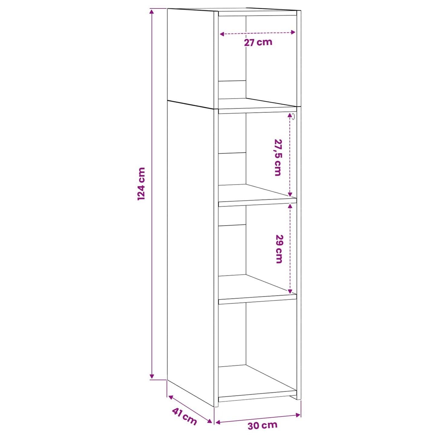 Hoge kast Oud hout 30 x 41 x 124 cm Bewerkt hout