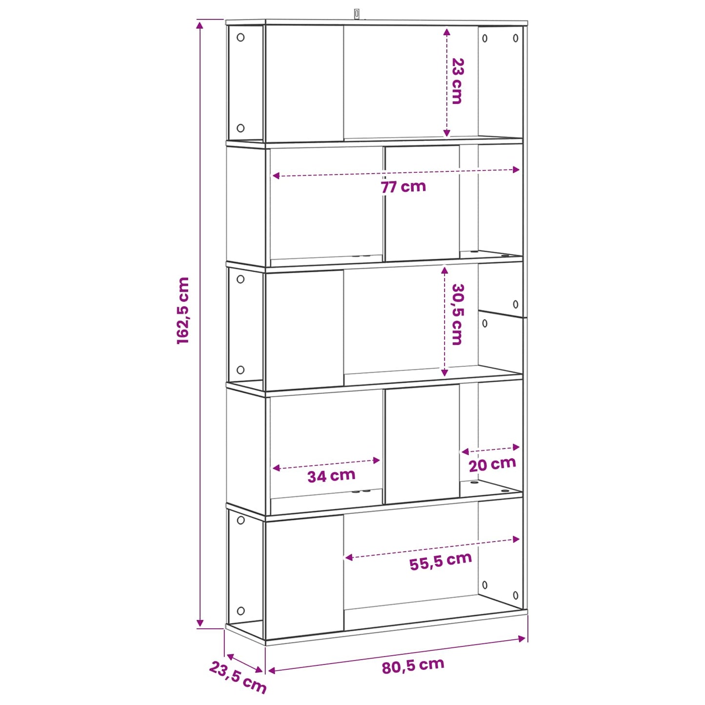 Boekenkast Zwart eiken 80,5 x 23,5 x 162,5 cm PB