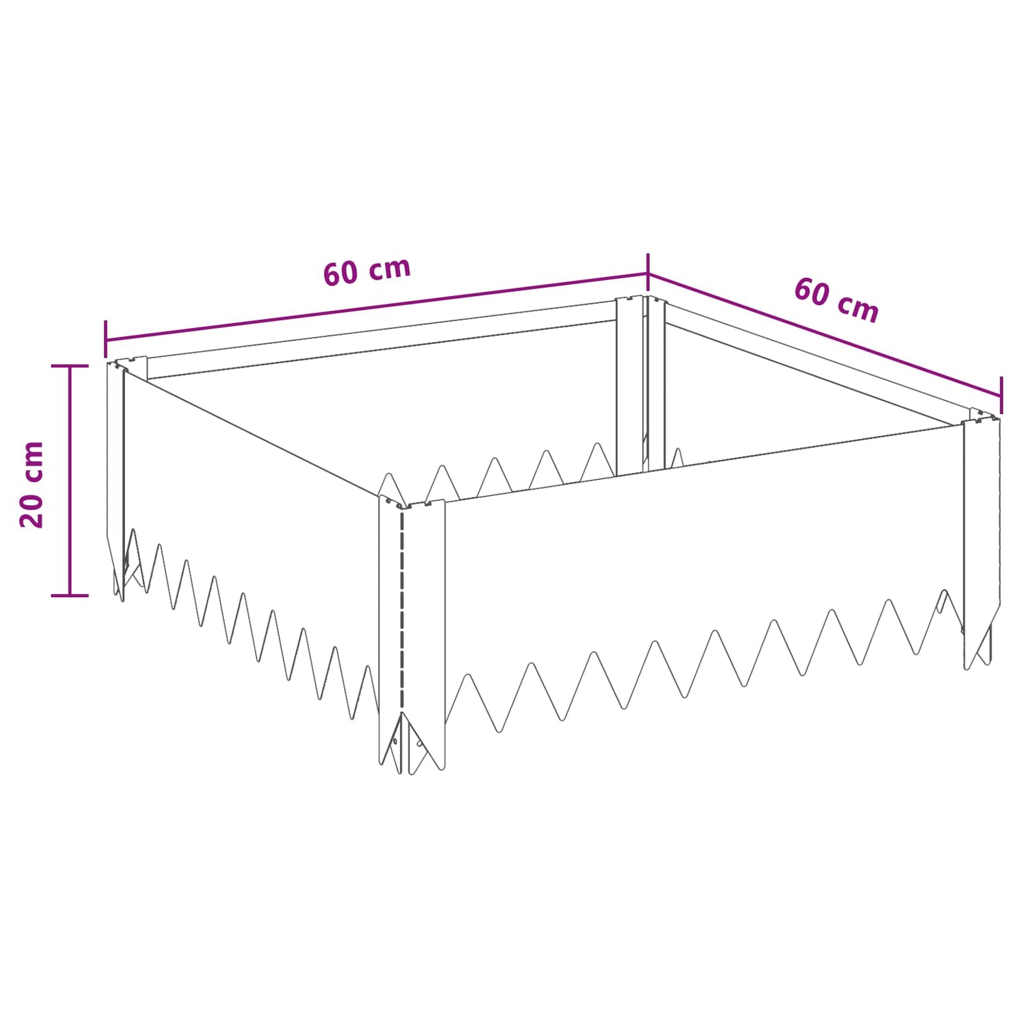 Gazonrand 4 pcs 60 x 60 x 20 cm Staal Roestig
