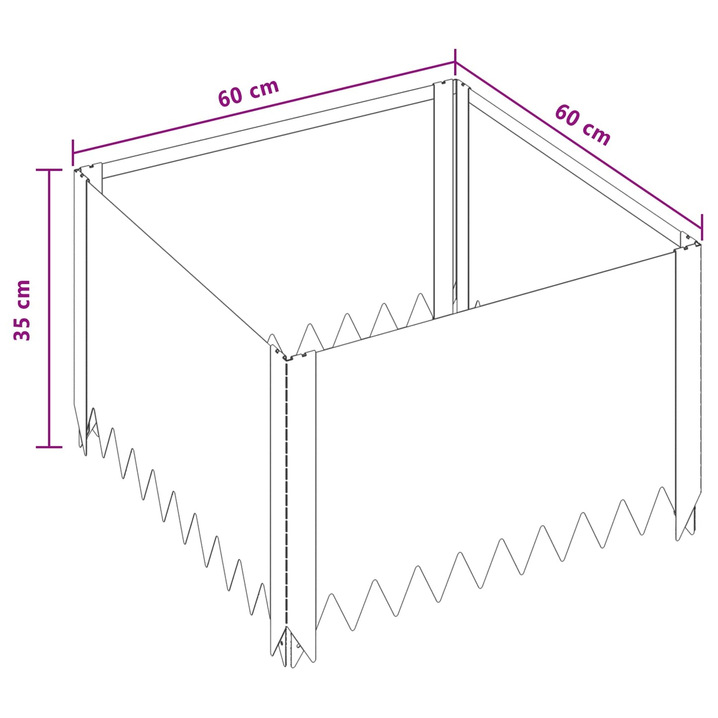 Gazonrand 4 pcs 60 x 60 x 35 cm Staal Roestig