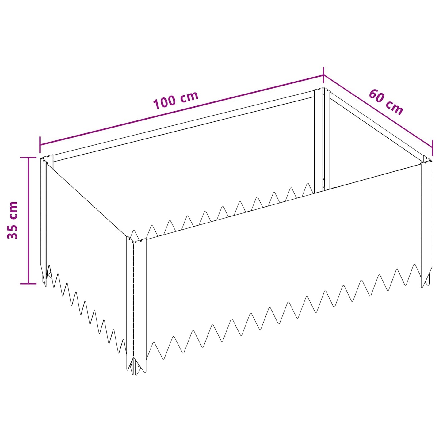Gazonrand 4 pcs 100 x 60 x 35 cm Staal Roestig