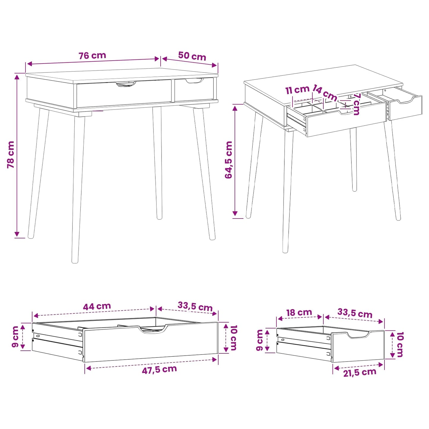 Plafondtafel FAUSKE Wit 76 x 50 x 78 cm