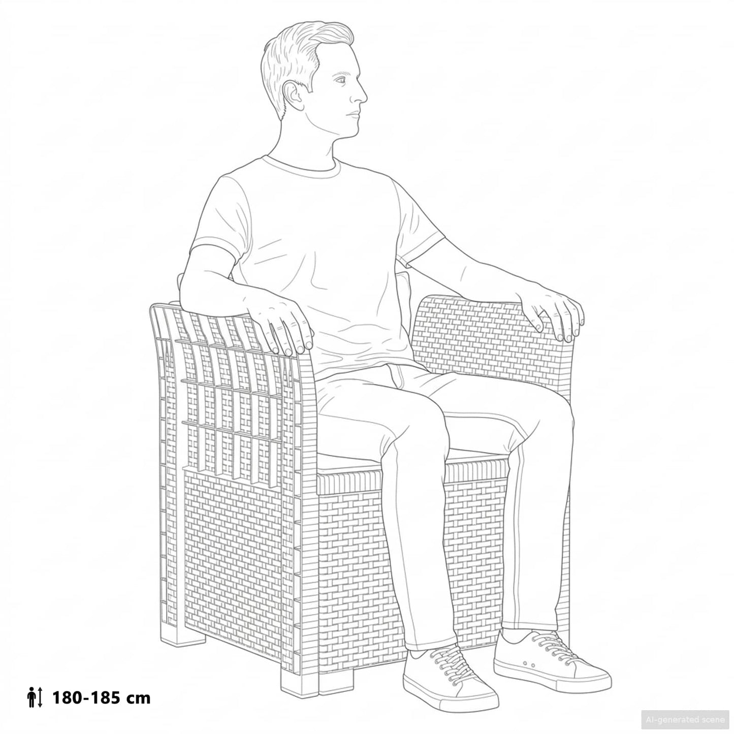 Eénpersoons Fauteuil met Kussens Rattan Look PP Antraciet