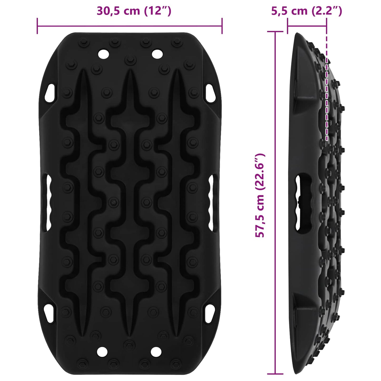 Gripplaat 2 pcs Zwart 57,5x30,5x5,5 cm Versterkt nylon