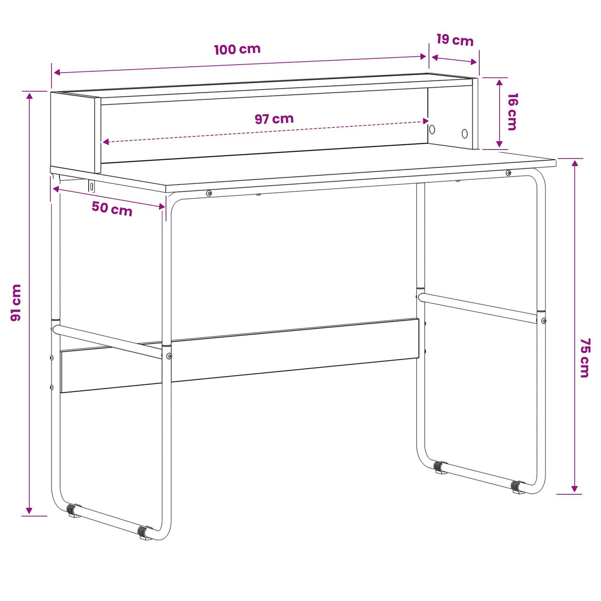 Bureau met opbergruimte Gerookt eiken 100 x 50 x 91 cm