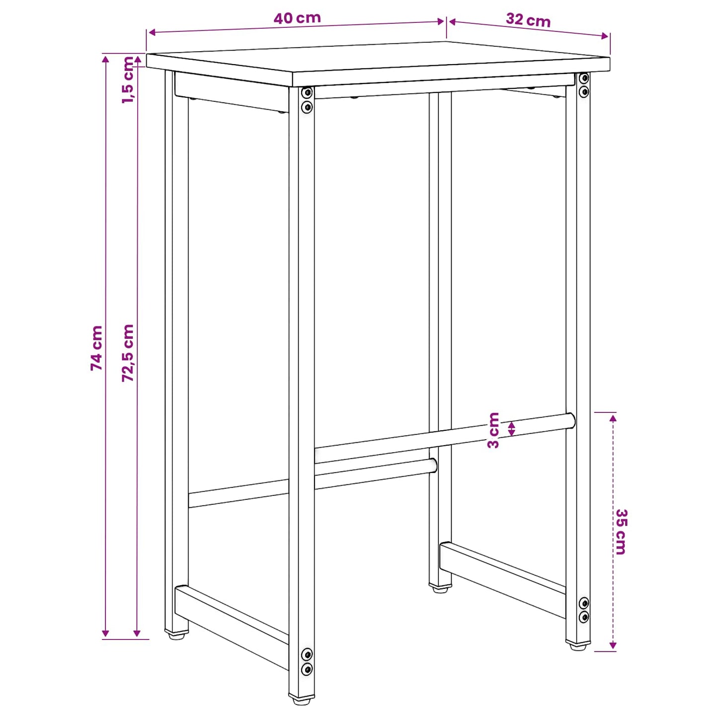 Barkruk 2 st Sonoma Eiken 40 x 32 x 74 cm Bewerkt hout