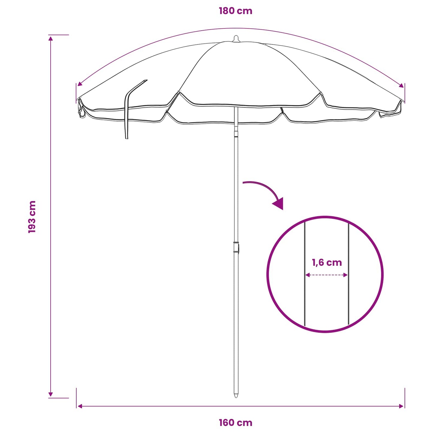Tuinparasol 160 cm 170T polyester Oranje
