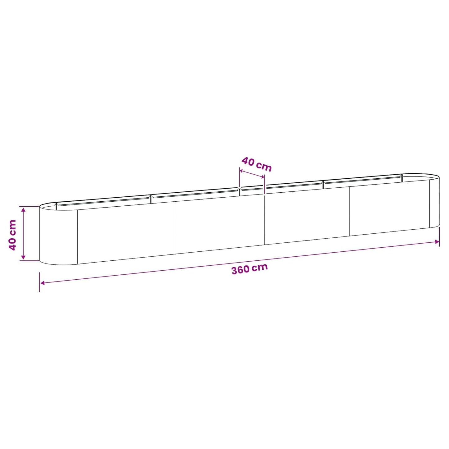 Verhoogd Tuinbed Roestvrij staal 360 x 40 x 40 cm