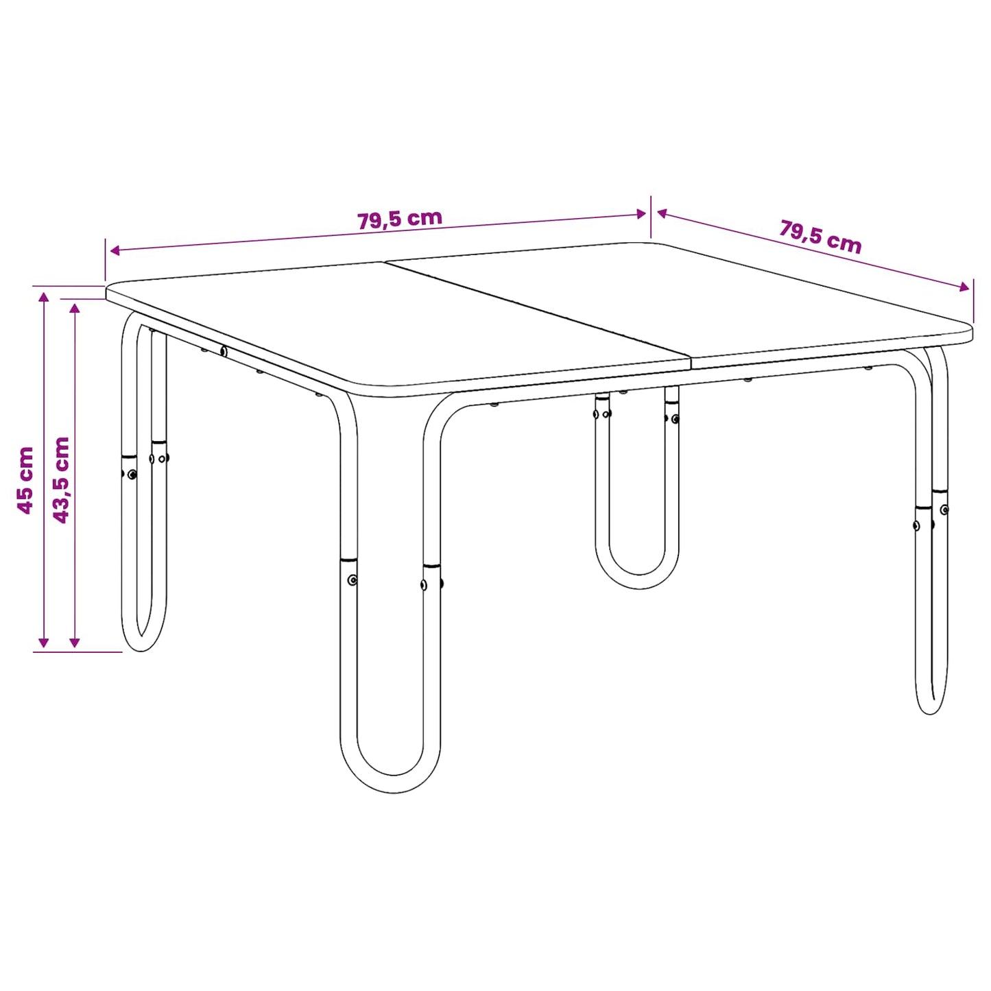 Salontafel Artisanaal eiken 79,5 x 79,5 x 45 cm Bewerkt hout